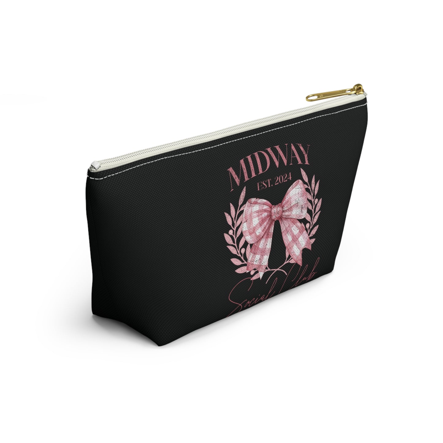 Midway Social Club | CARNI | Fair |Pink Gingham Bow Wreath Accessory Pouch | T-Bottom Cosmetic Bag