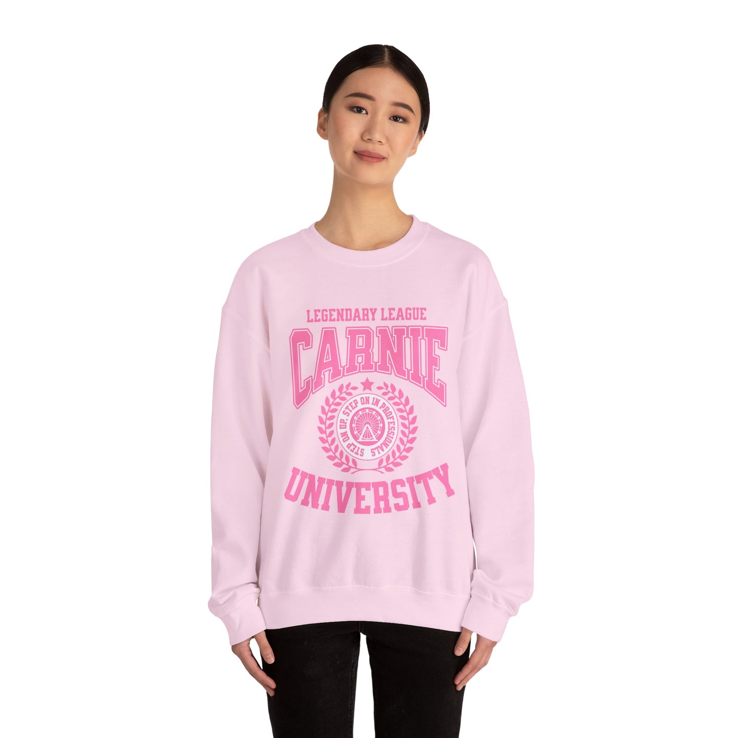 Carnie University Sweatshirt – Legendary League Pink College Crewneck