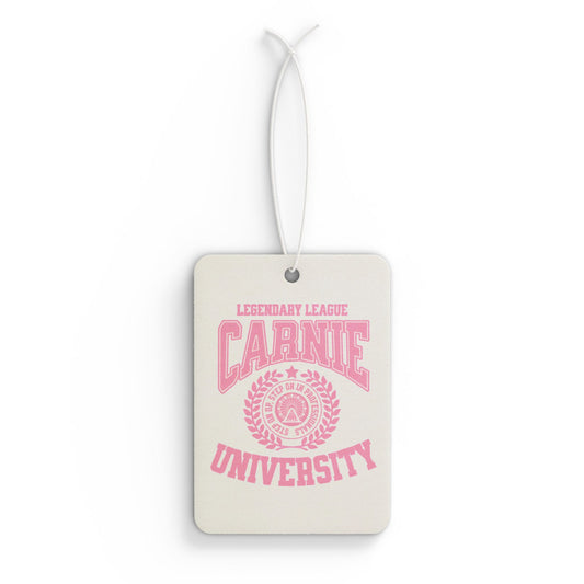Carnie University Car Air Freshener — Pink Collegiate Scented Hanging Tag