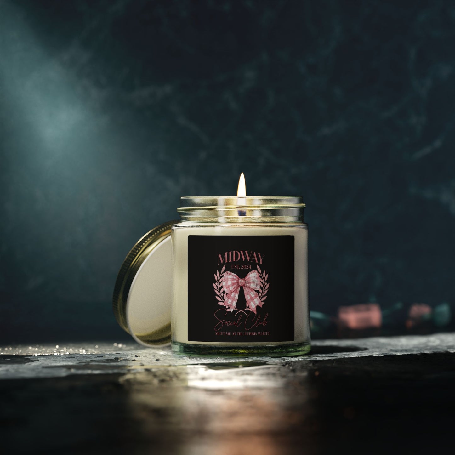 Midway Social Club | CARNIE | Carnival |Pink Bow Wreath Candle | Coconut Apricot Soy Candle 4oz 9oz
