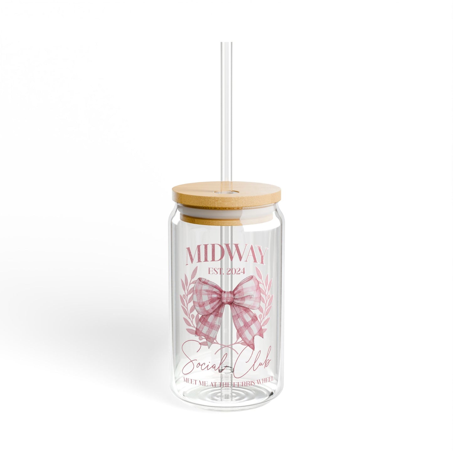 Midway Social Club Glass | 16oz Clear Tumbler with Straw