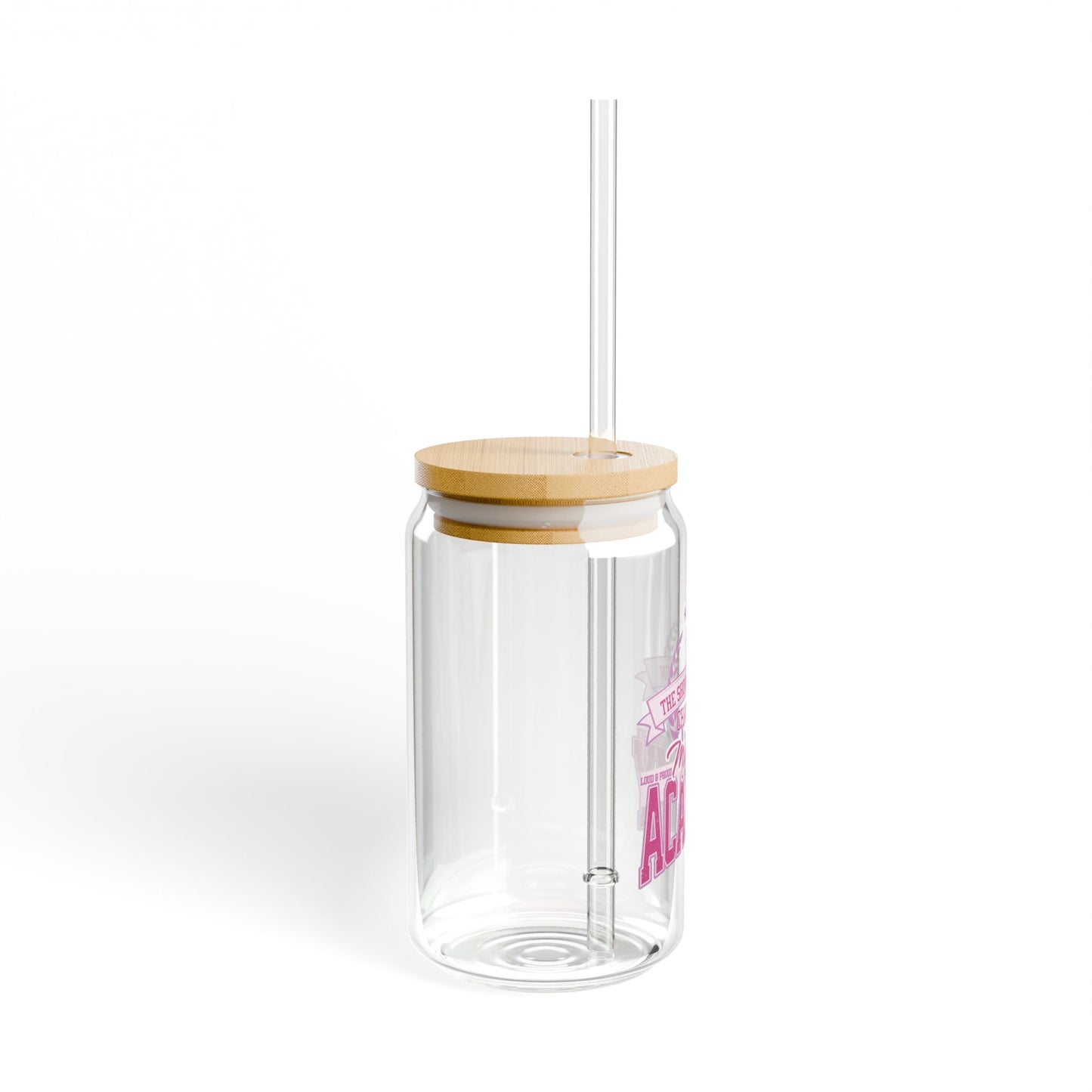 'Midway Academy' 16oz Clear Glass Tumbler with Bamboo Lid & Straw