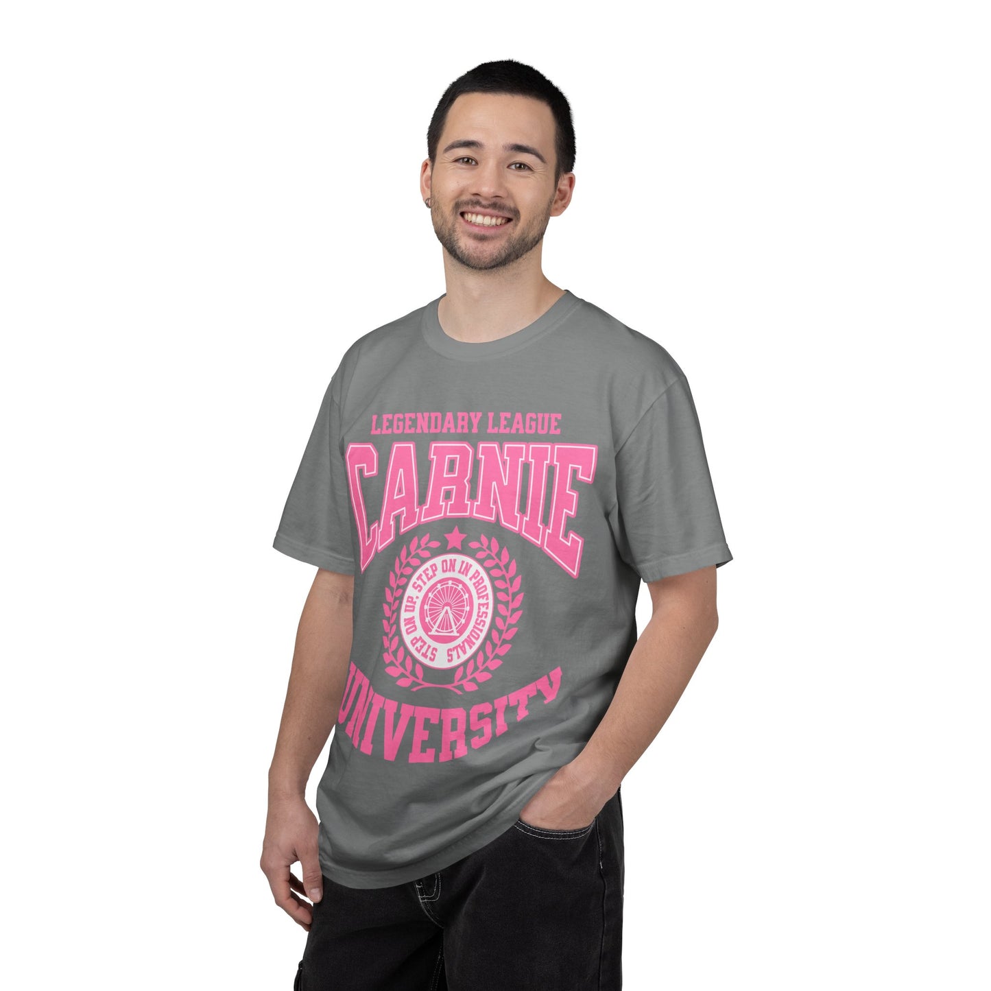 Carnie University T-Shirt — Legendary League Pink Collegiate Tee