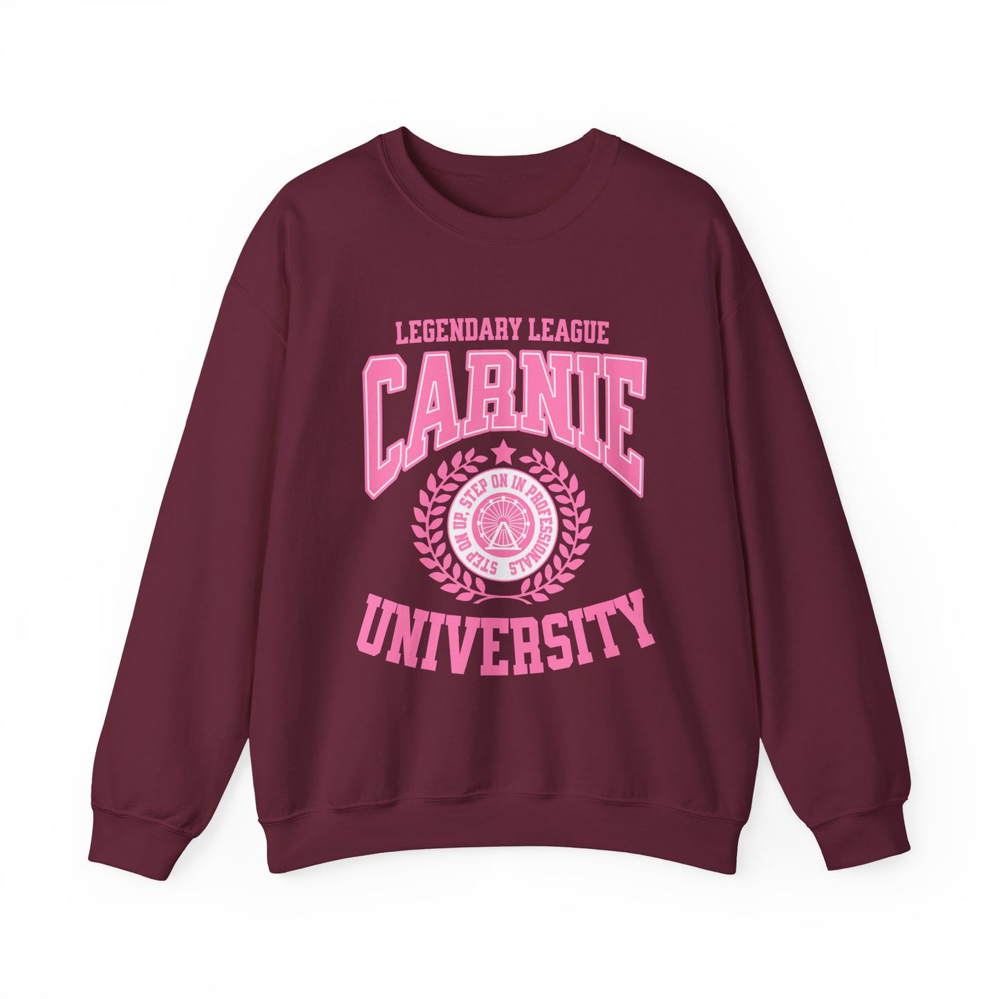 Carnie University Sweatshirt – Legendary League Pink College Crewneck