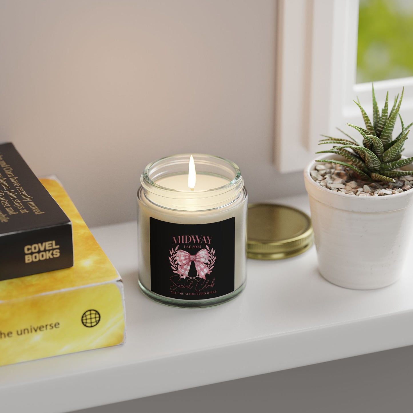 Midway Social Club | CARNIE | Carnival |Pink Bow Wreath Candle | Coconut Apricot Soy Candle 4oz 9oz