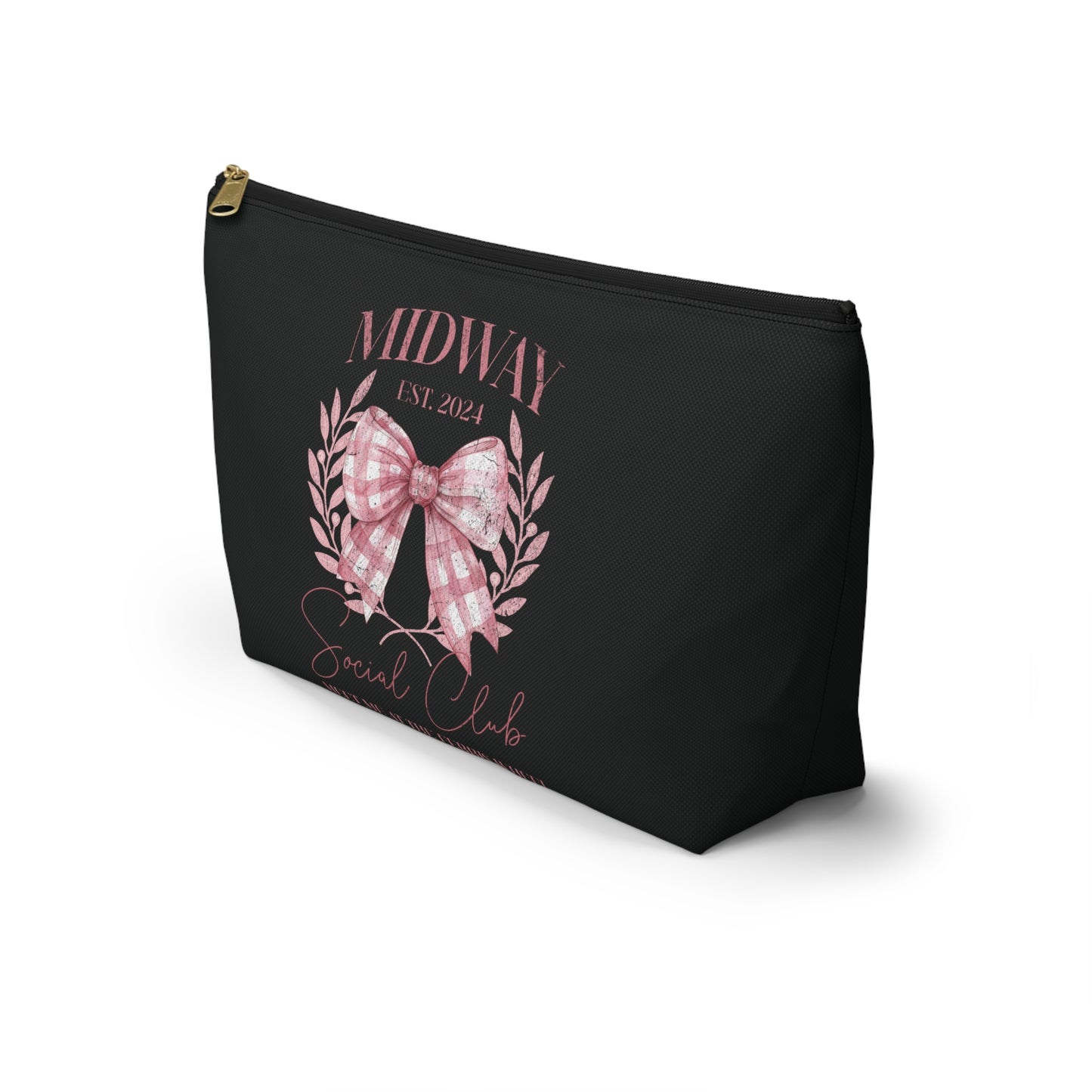 Midway Social Club | CARNI | Fair |Pink Gingham Bow Wreath Accessory Pouch | T-Bottom Cosmetic Bag