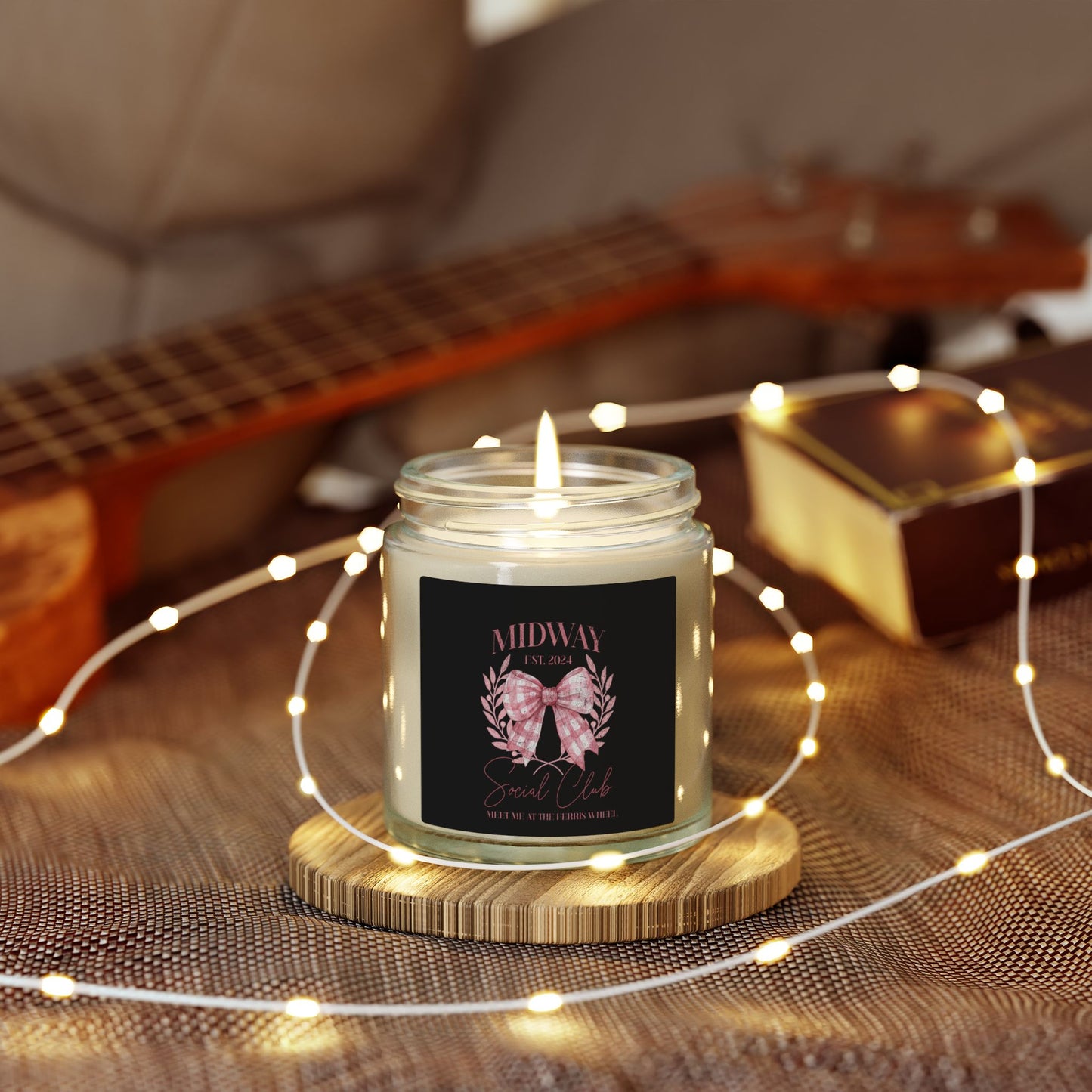 Midway Social Club | CARNIE | Carnival |Pink Bow Wreath Candle | Coconut Apricot Soy Candle 4oz 9oz