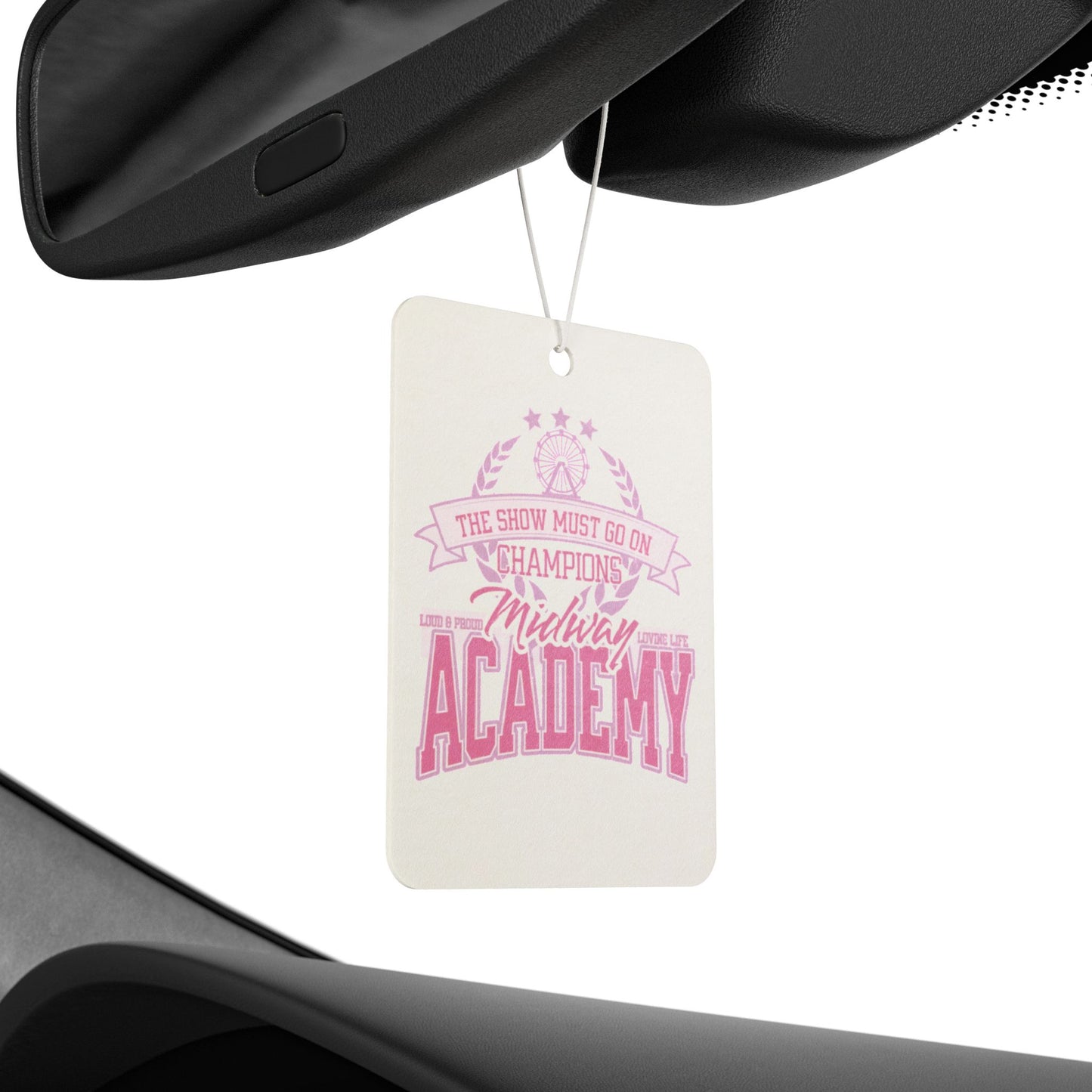 Car Air Freshener — Pink Midway Academy Cheerleader Champion Design