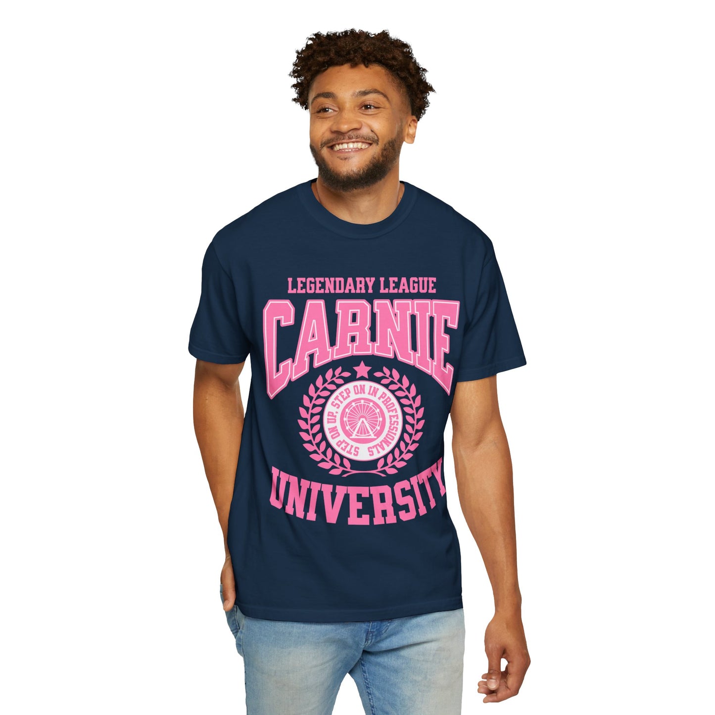 Carnie University T-Shirt — Legendary League Pink Collegiate Tee