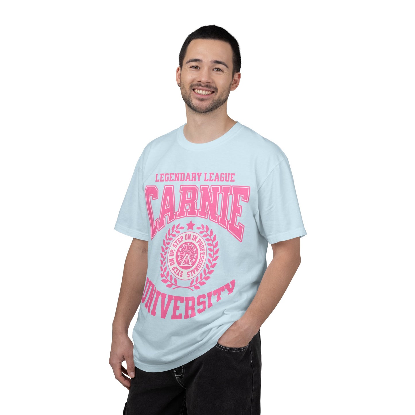 Carnie University T-Shirt — Legendary League Pink Collegiate Tee