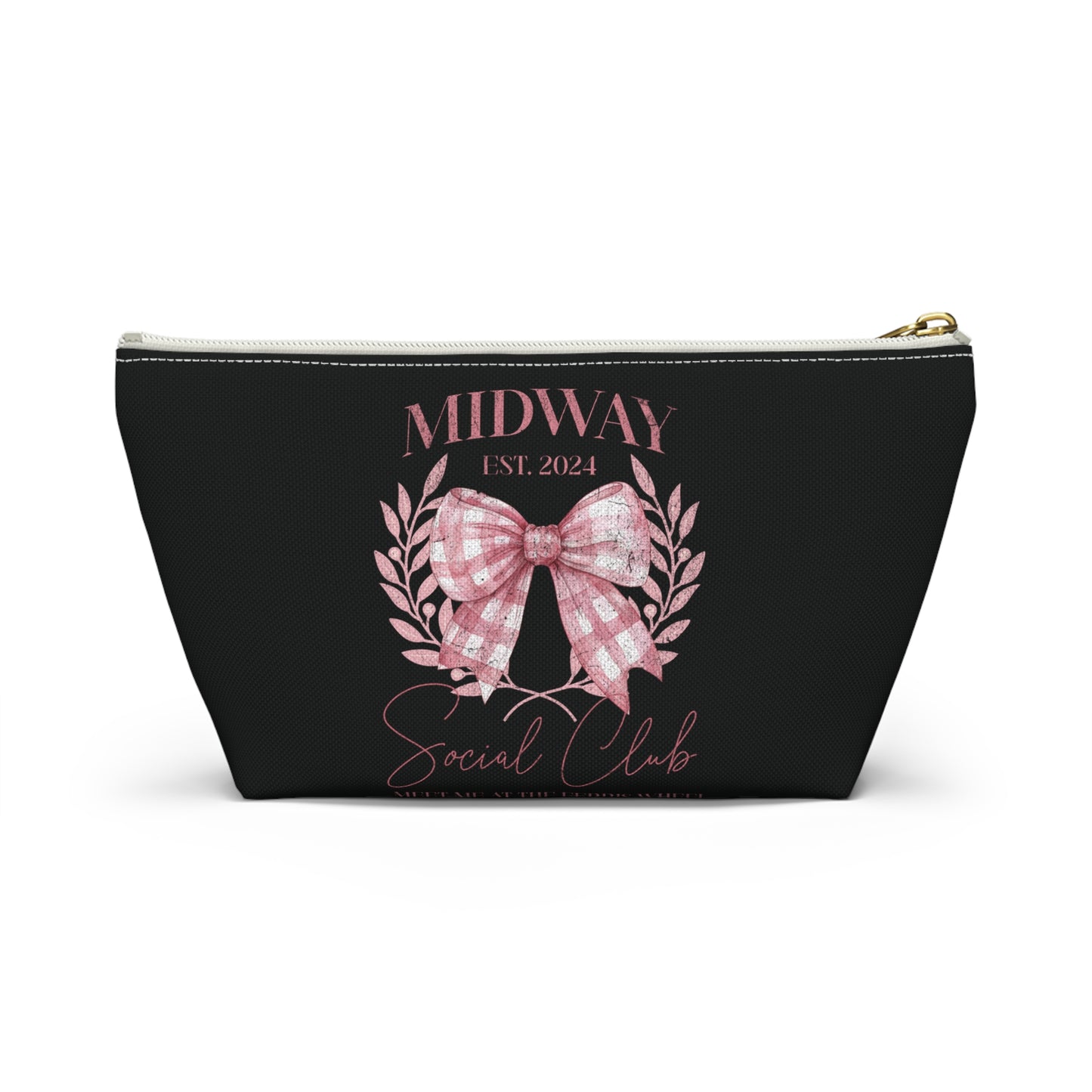 Midway Social Club | CARNI | Fair |Pink Gingham Bow Wreath Accessory Pouch | T-Bottom Cosmetic Bag