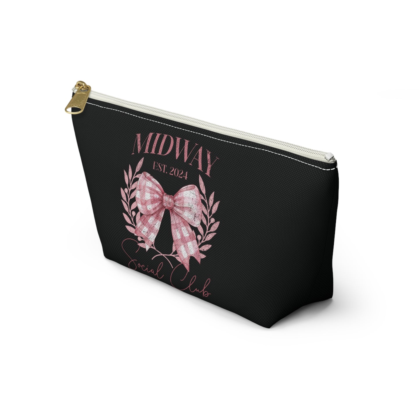 Midway Social Club | CARNI | Fair |Pink Gingham Bow Wreath Accessory Pouch | T-Bottom Cosmetic Bag