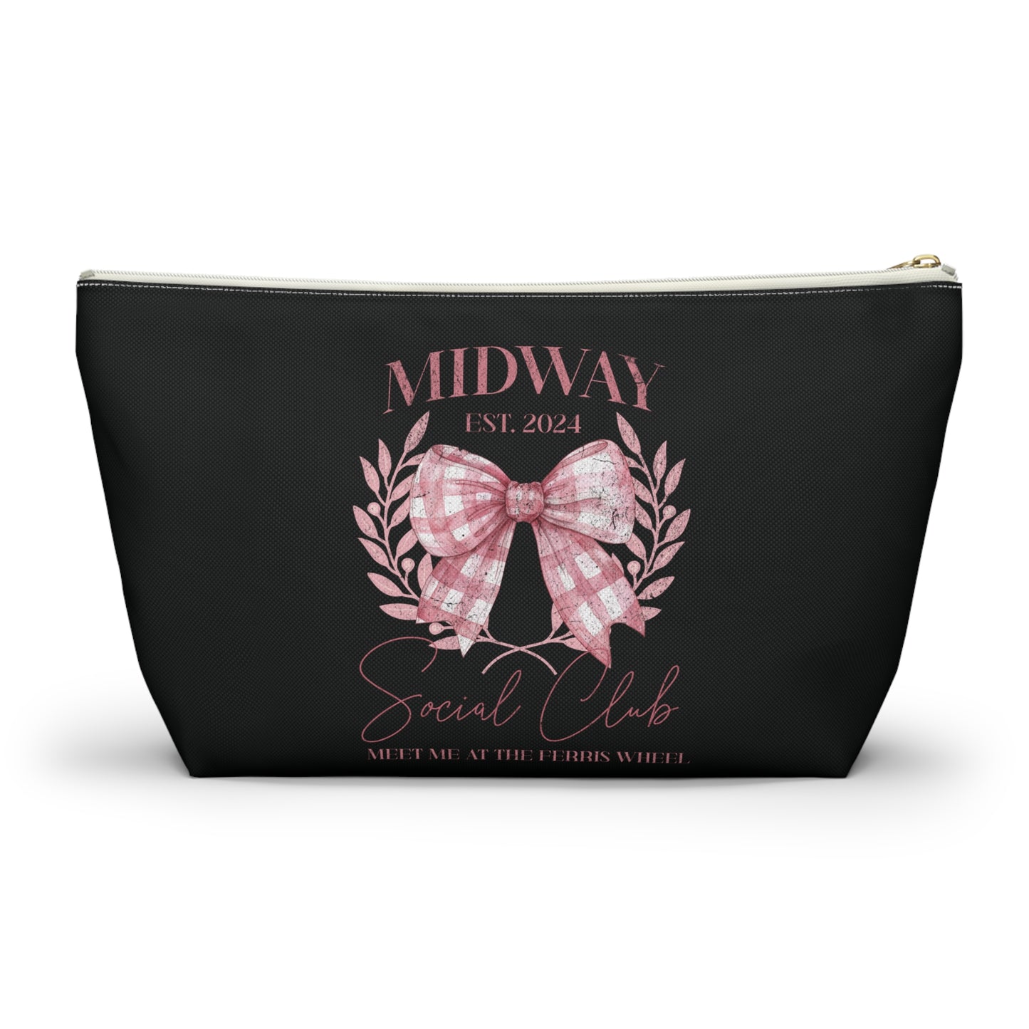 Midway Social Club | CARNI | Fair |Pink Gingham Bow Wreath Accessory Pouch | T-Bottom Cosmetic Bag