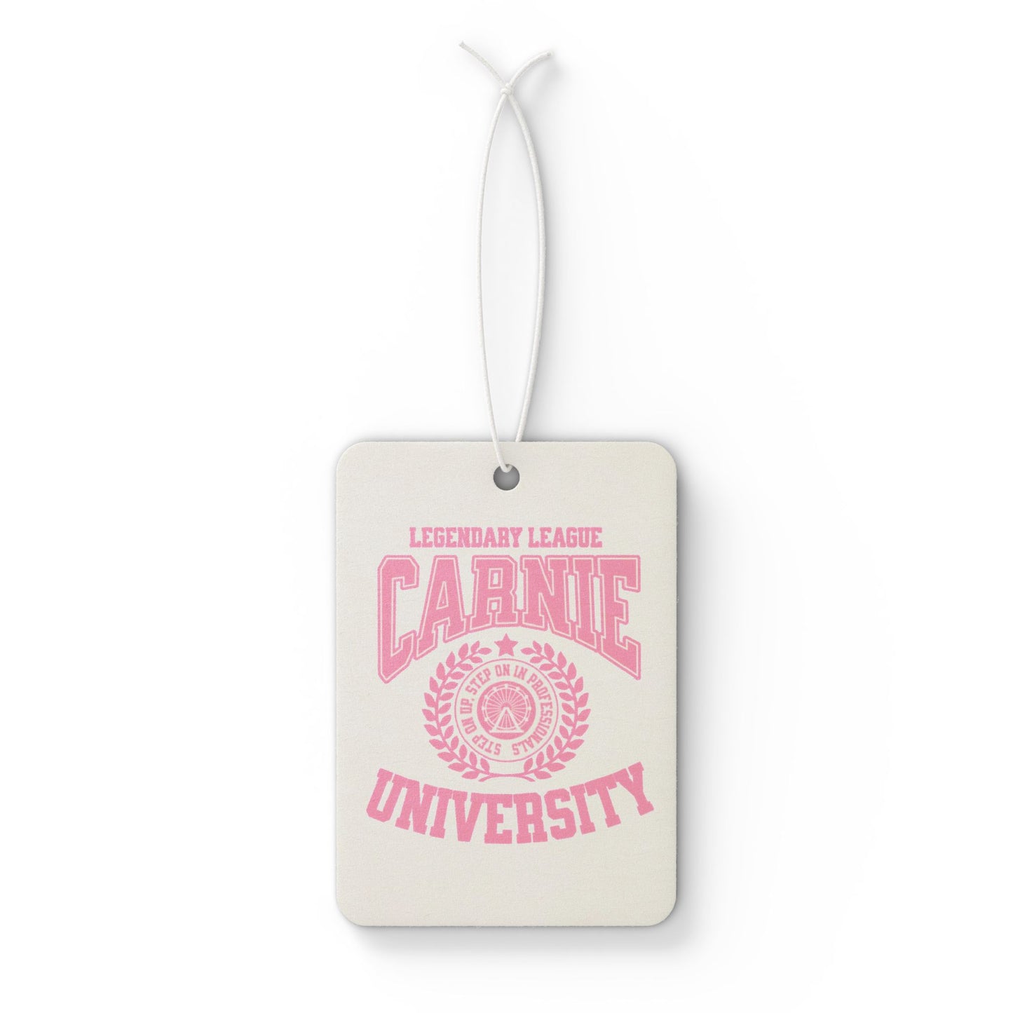 Carnie University Car Air Freshener — Pink Collegiate Scented Hanging Tag