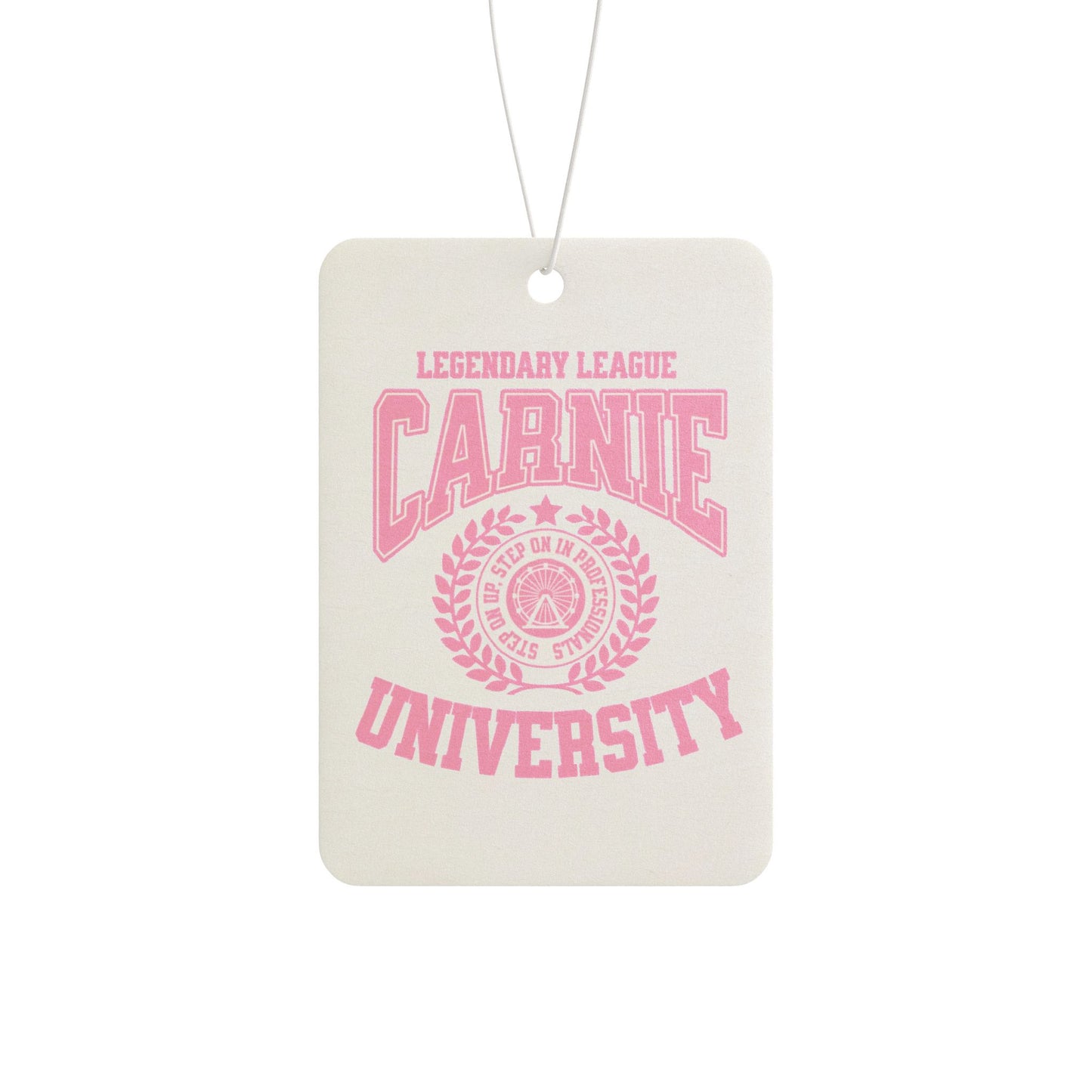 Carnie University Car Air Freshener — Pink Collegiate Scented Hanging Tag