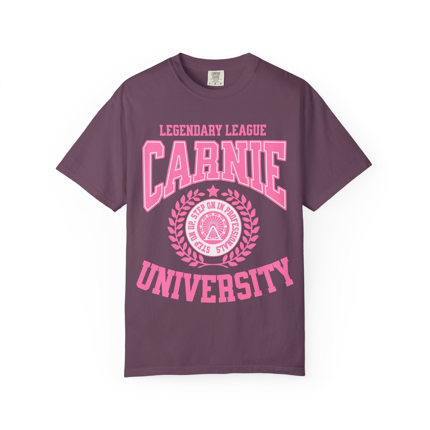 Carnie University T-Shirt — Legendary League Pink Collegiate Tee