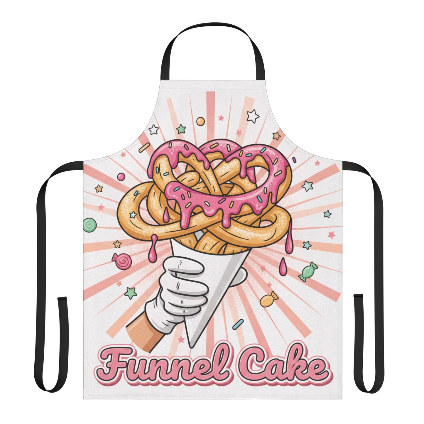 Funnel Cake Apron - Carnival Fair Food Cooking Apron with Pink Drizzle Design