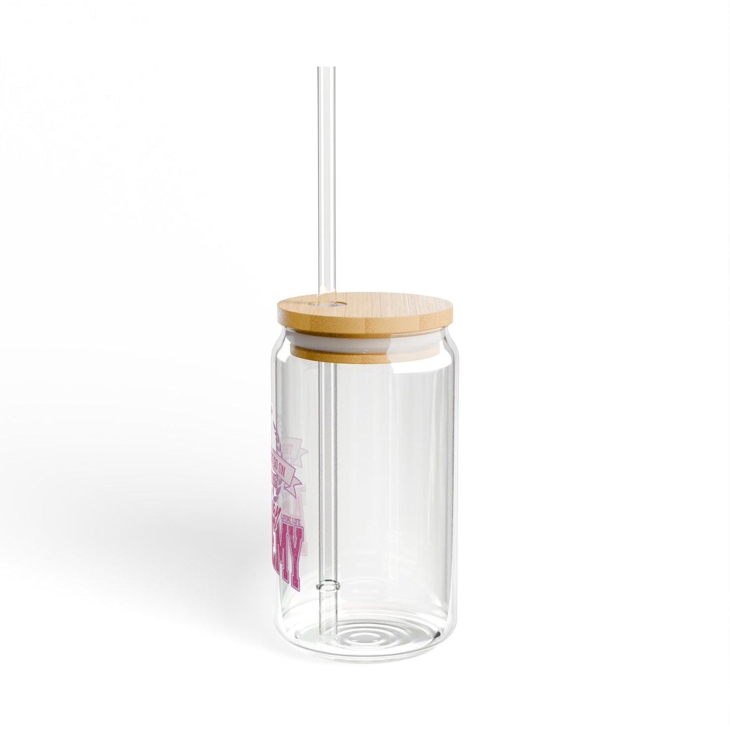 'Midway Academy' 16oz Clear Glass Tumbler with Bamboo Lid & Straw