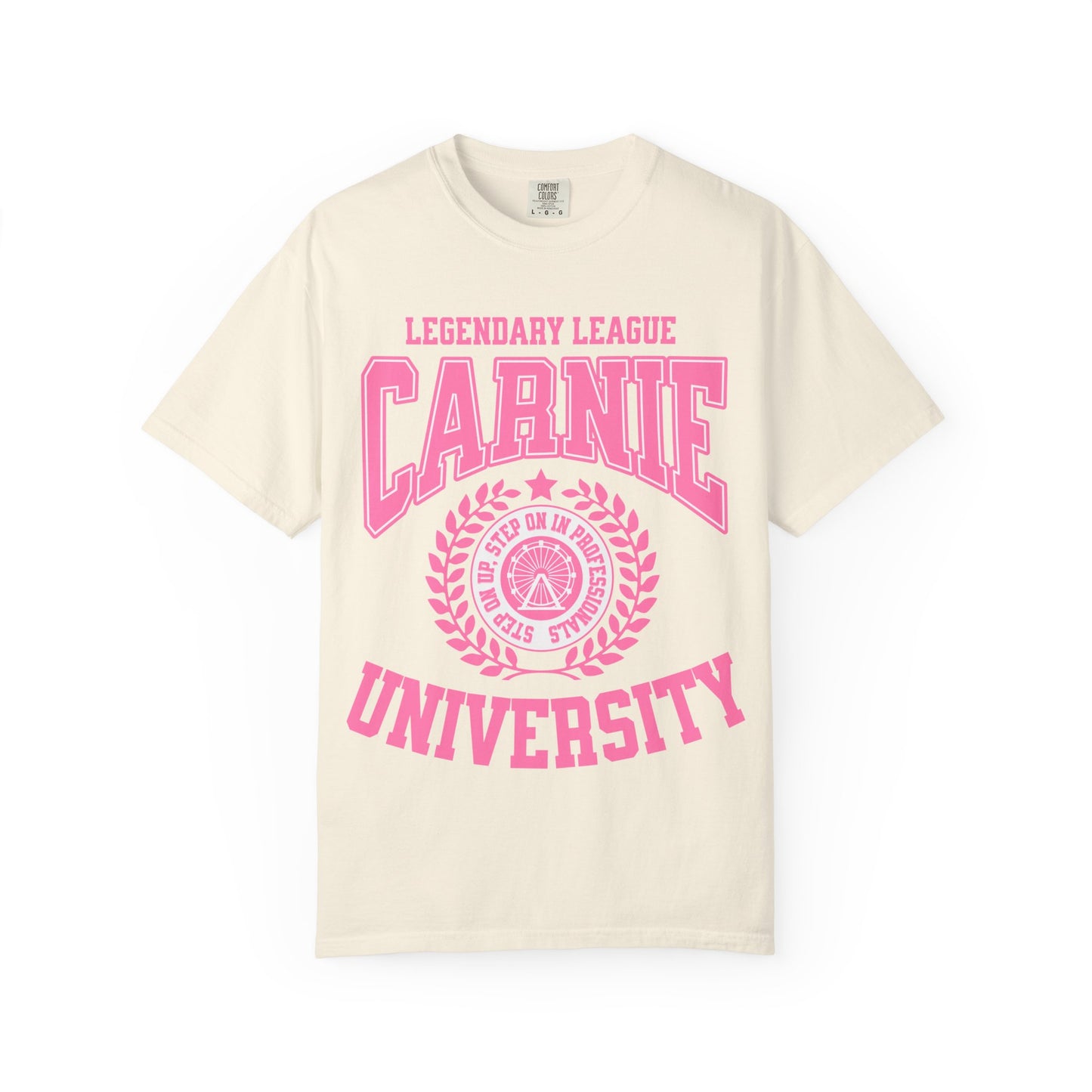 Carnie University T-Shirt — Legendary League Pink Collegiate Tee