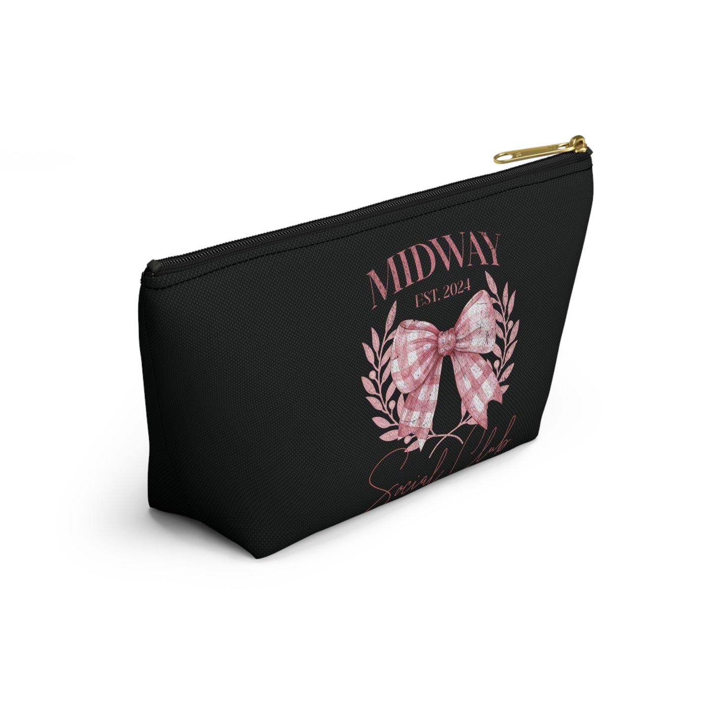 Midway Social Club | CARNI | Fair |Pink Gingham Bow Wreath Accessory Pouch | T-Bottom Cosmetic Bag