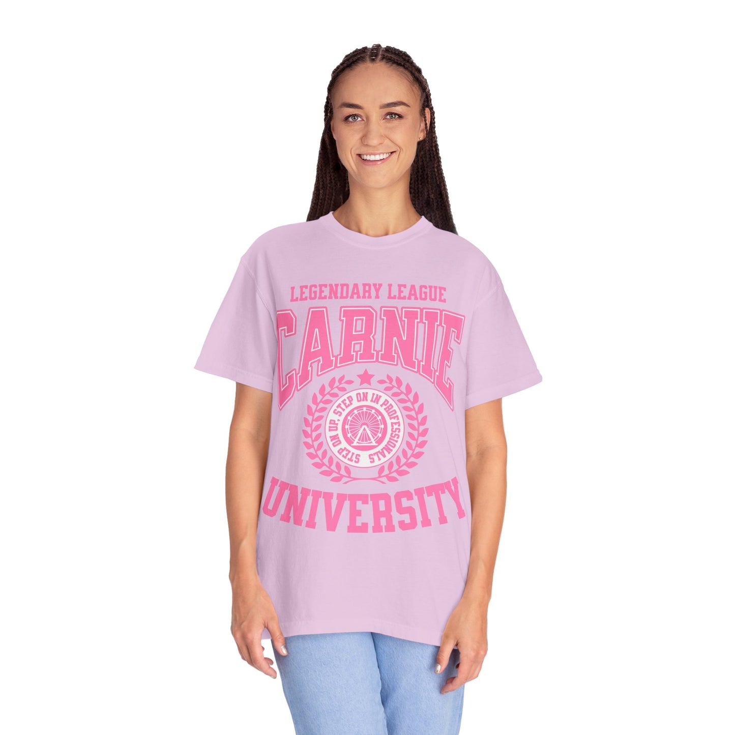 Carnie University T-Shirt — Legendary League Pink Collegiate Tee
