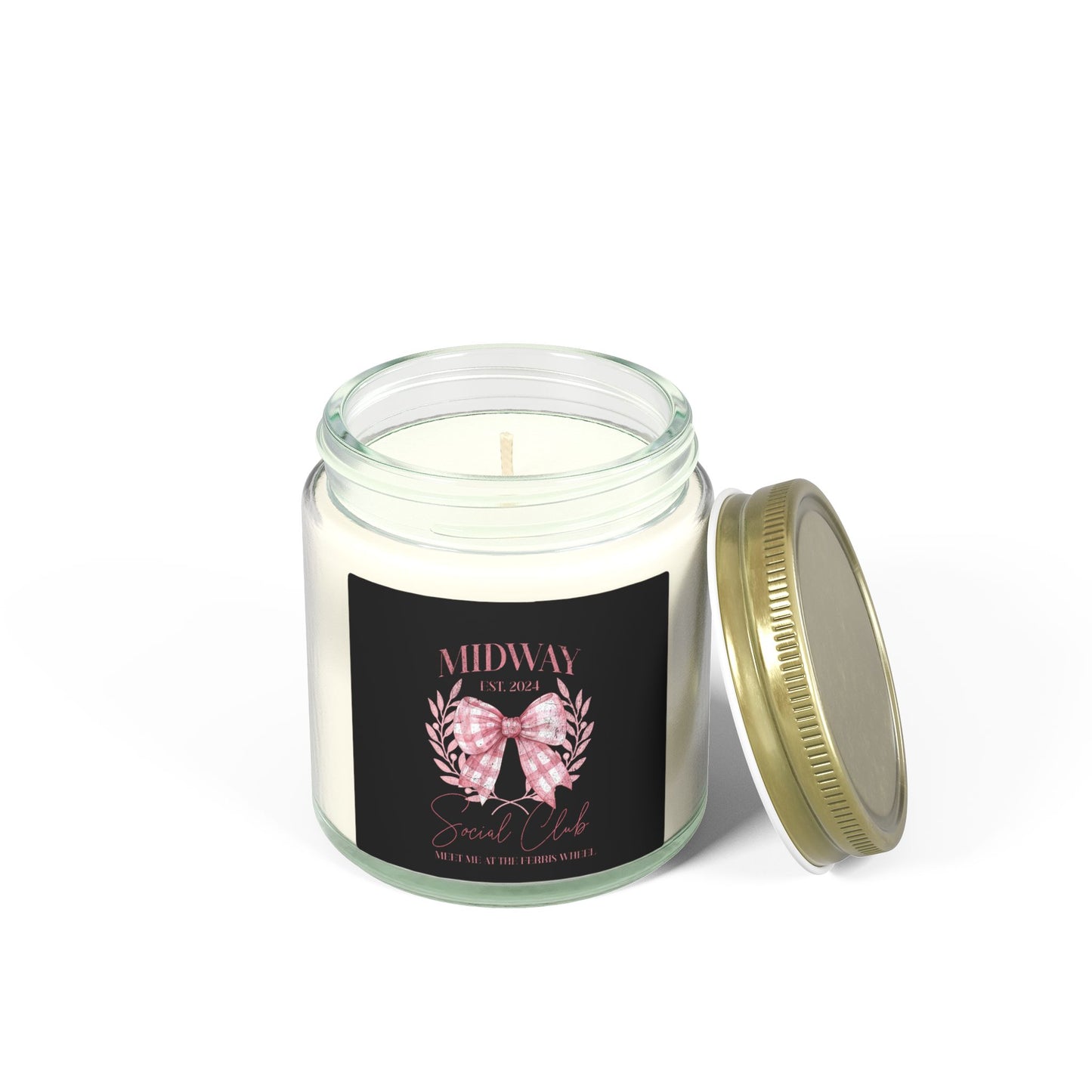 Midway Social Club | CARNIE | Carnival |Pink Bow Wreath Candle | Coconut Apricot Soy Candle 4oz 9oz