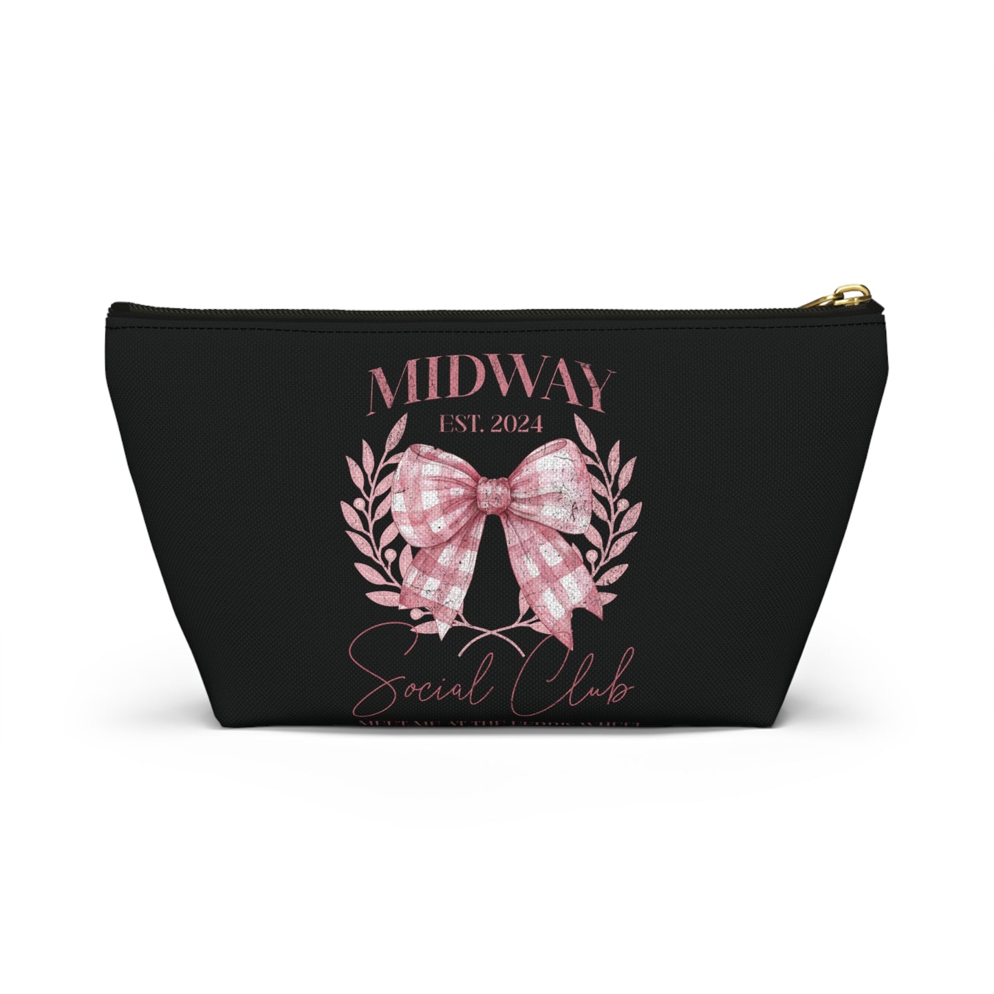 Midway Social Club | CARNI | Fair |Pink Gingham Bow Wreath Accessory Pouch | T-Bottom Cosmetic Bag