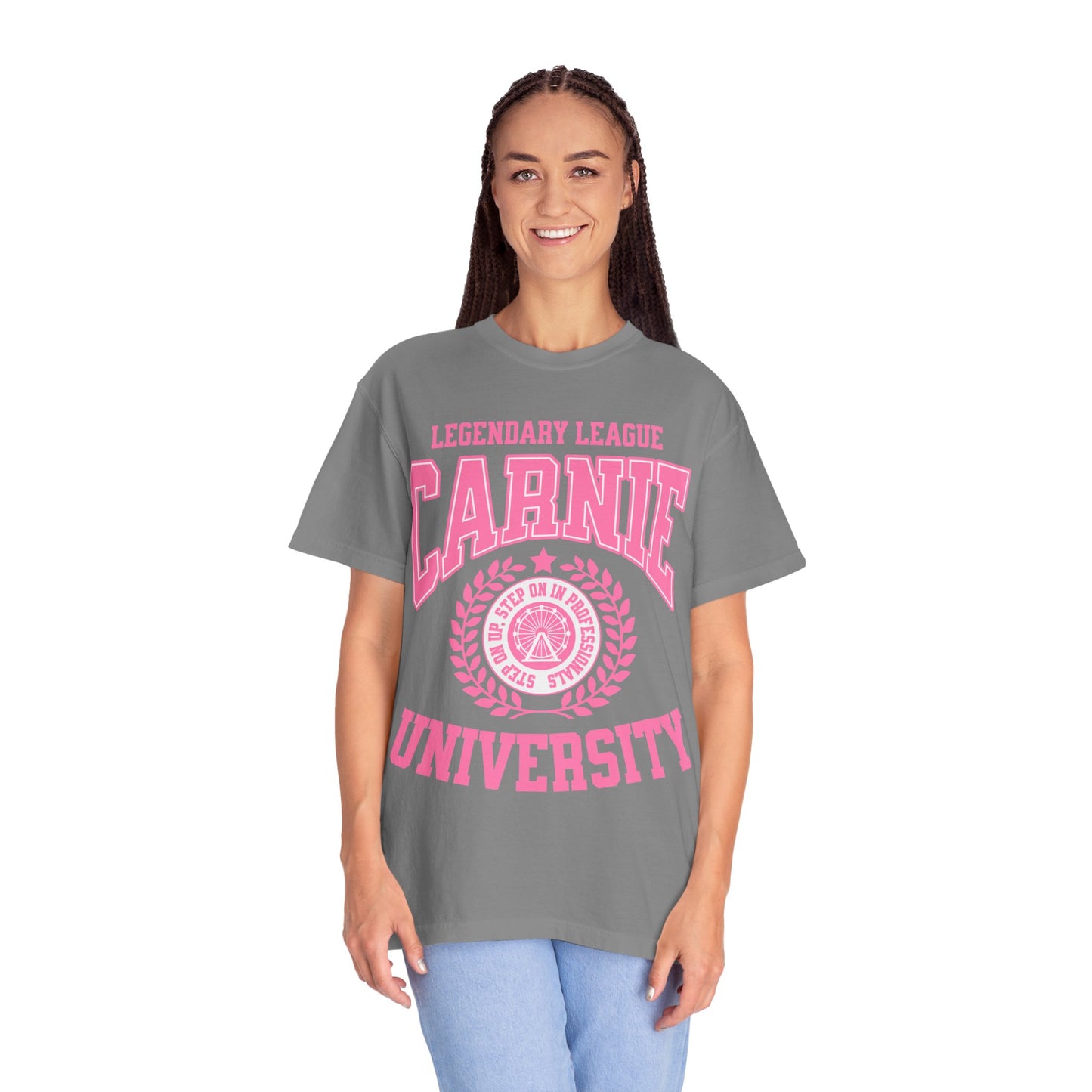 Carnie University T-Shirt — Legendary League Pink Collegiate Tee