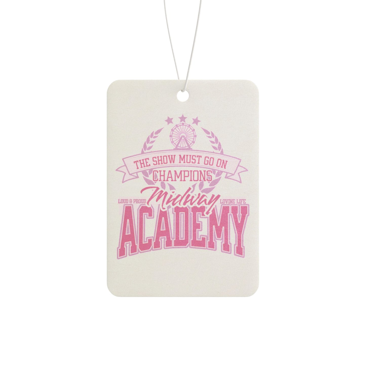 Car Air Freshener — Pink Midway Academy Cheerleader Champion Design