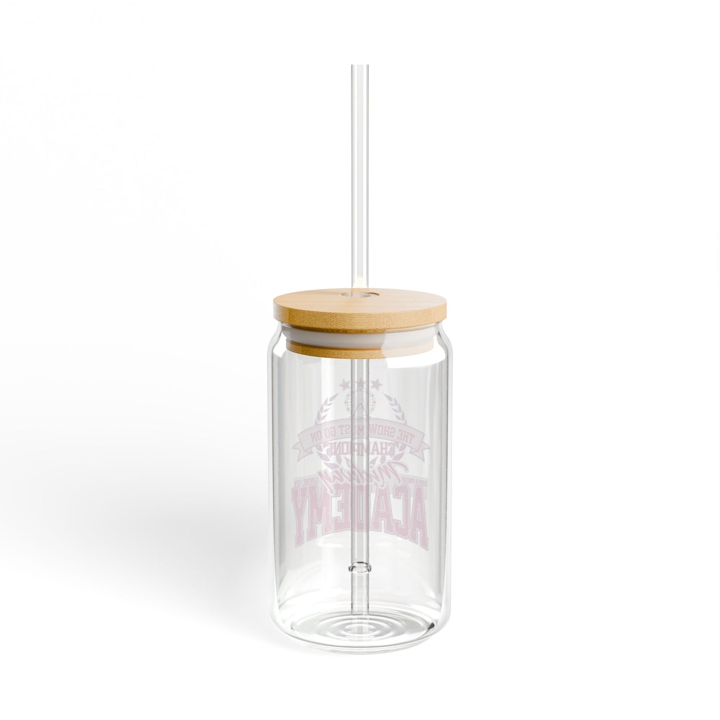 'Midway Academy' 16oz Clear Glass Tumbler with Bamboo Lid & Straw