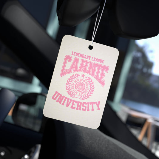 Carnie University Car Air Freshener — Pink Collegiate Scented Hanging Tag