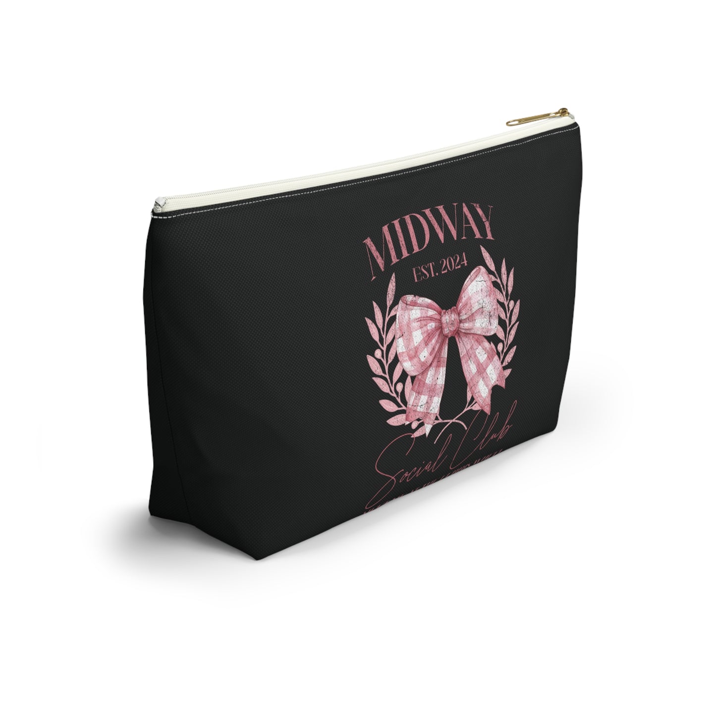 Midway Social Club | CARNI | Fair |Pink Gingham Bow Wreath Accessory Pouch | T-Bottom Cosmetic Bag
