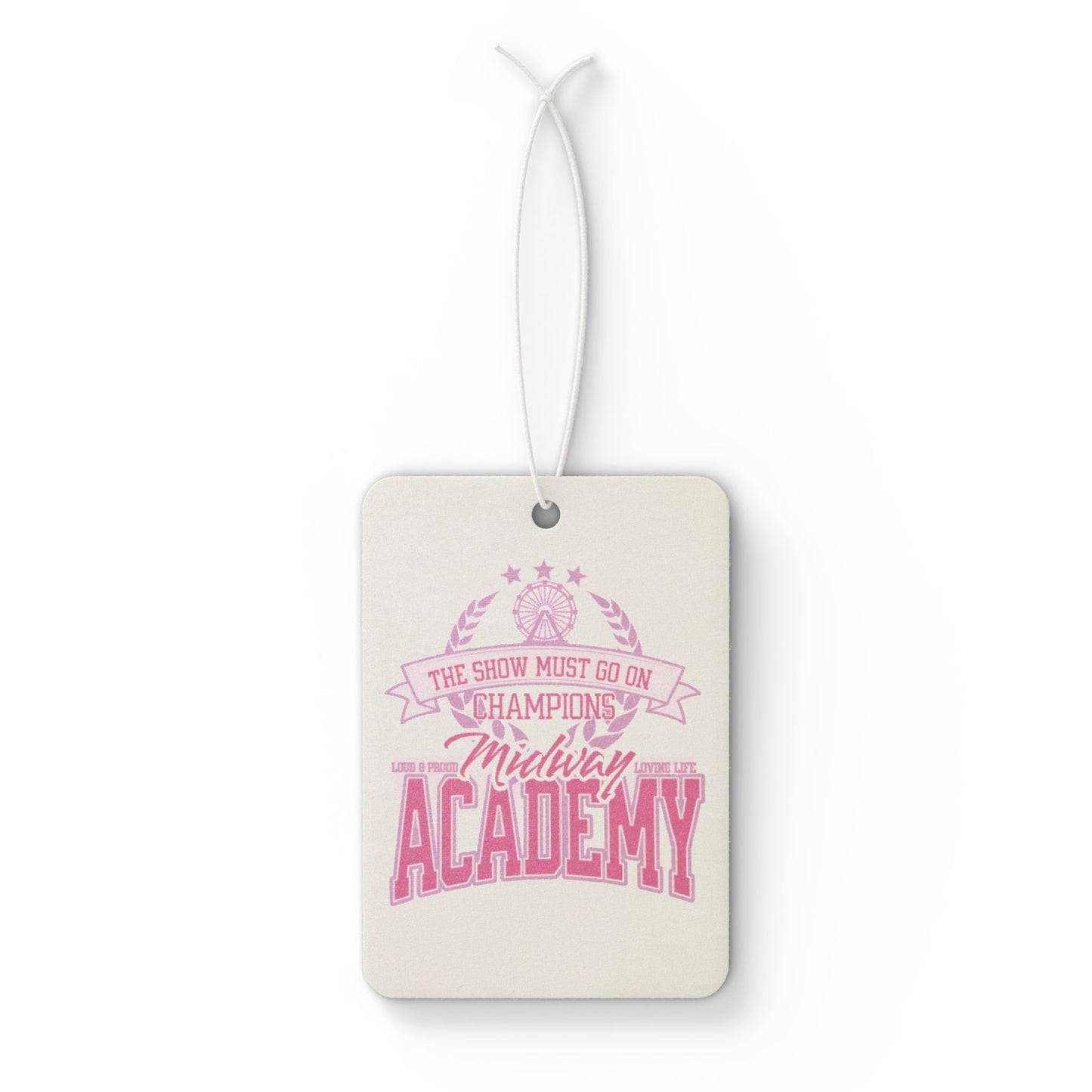 Car Air Freshener — Pink Midway Academy Cheerleader Champion Design
