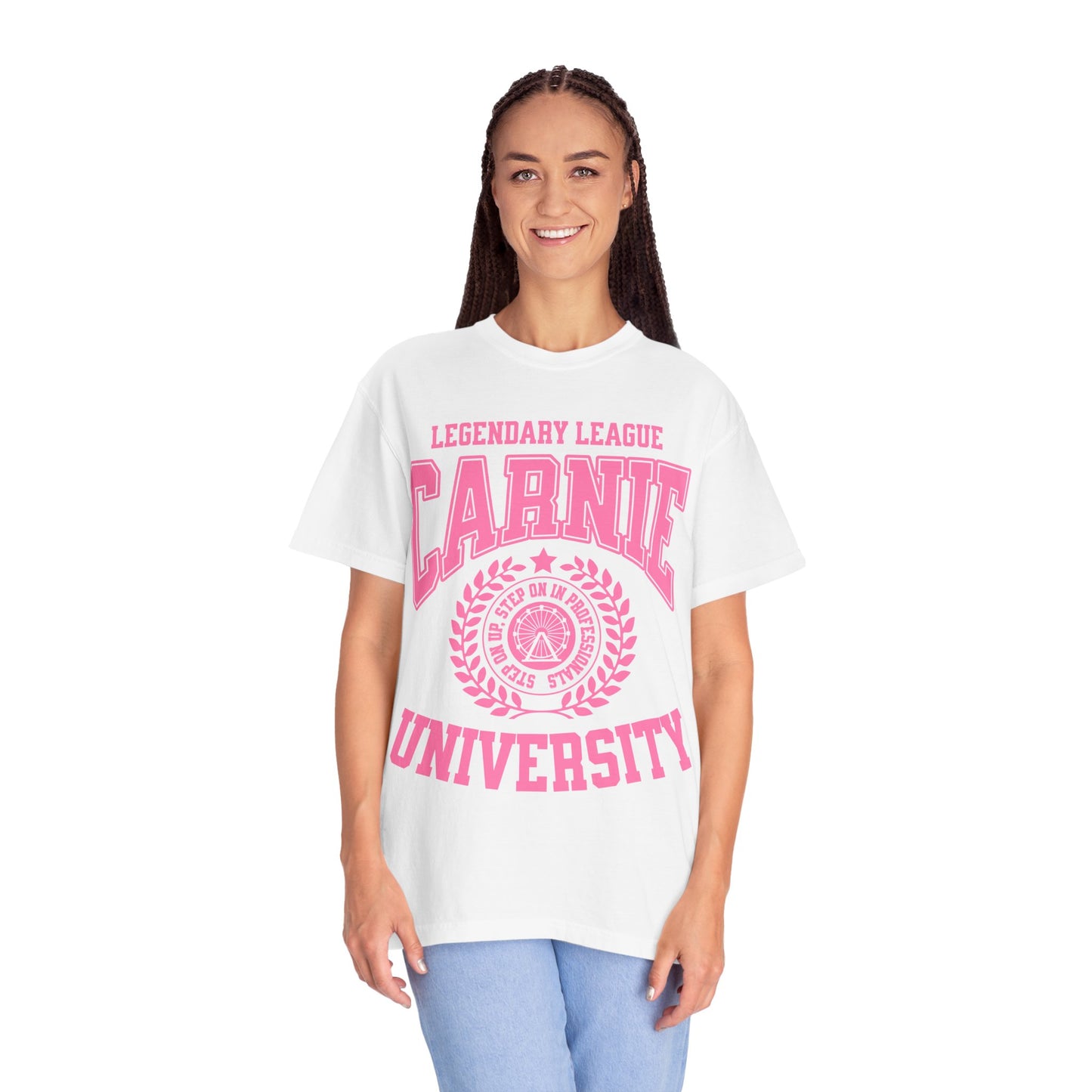 Carnie University T-Shirt — Legendary League Pink Collegiate Tee
