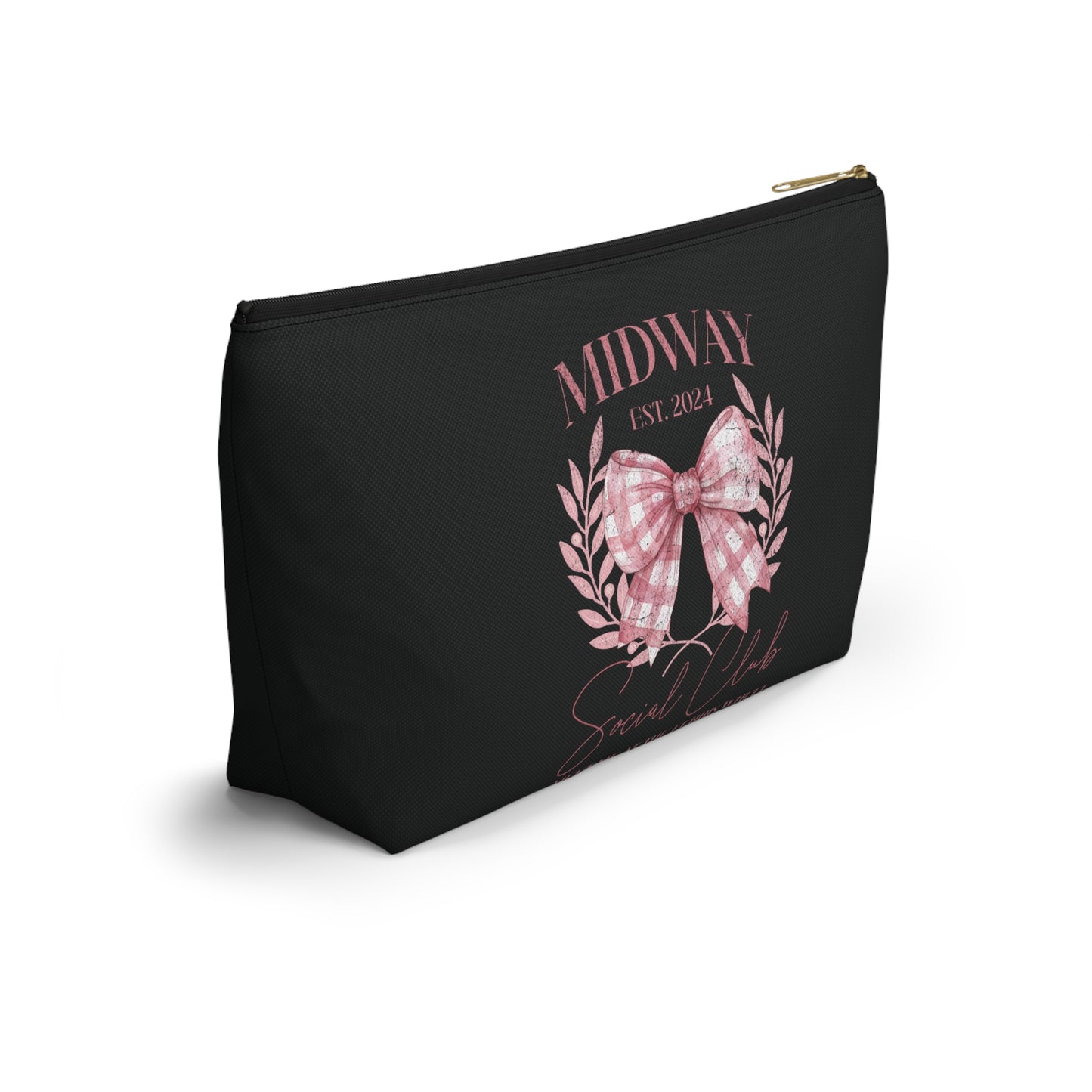 Midway Social Club | CARNI | Fair |Pink Gingham Bow Wreath Accessory Pouch | T-Bottom Cosmetic Bag