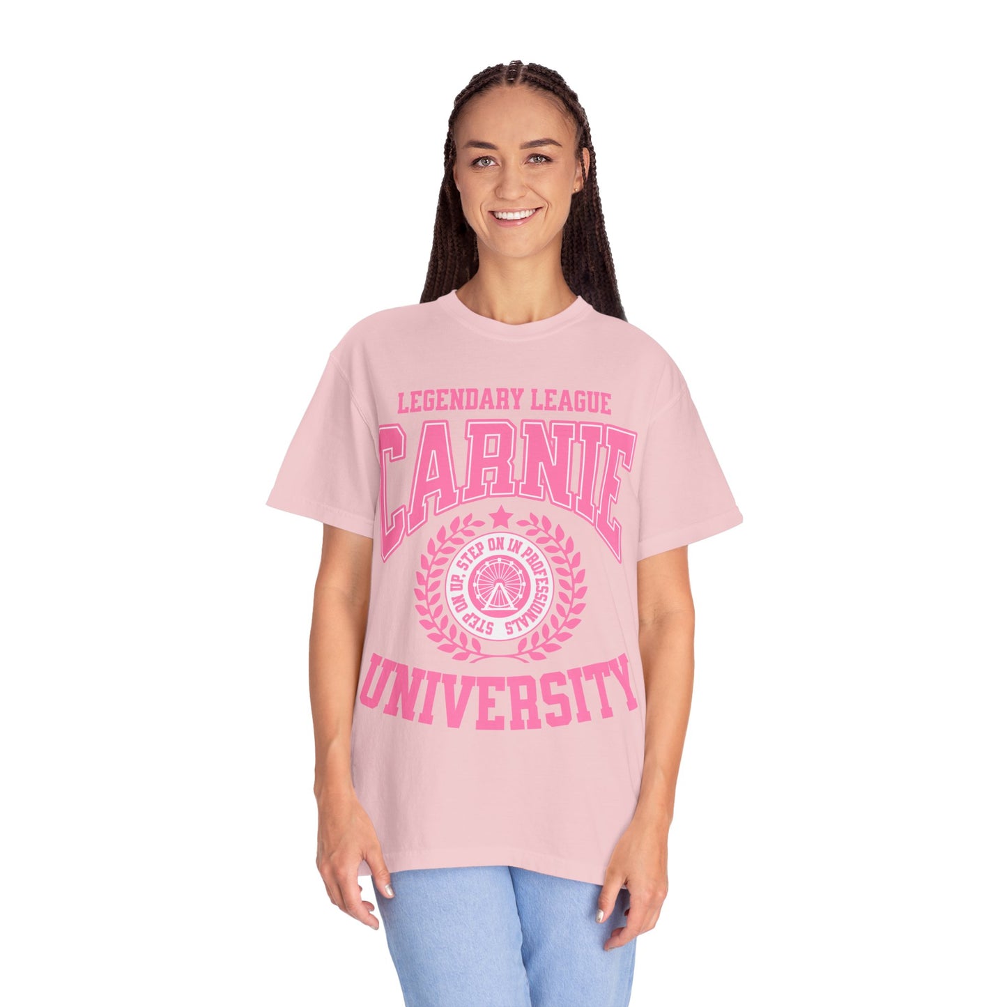 Carnie University T-Shirt — Legendary League Pink Collegiate Tee