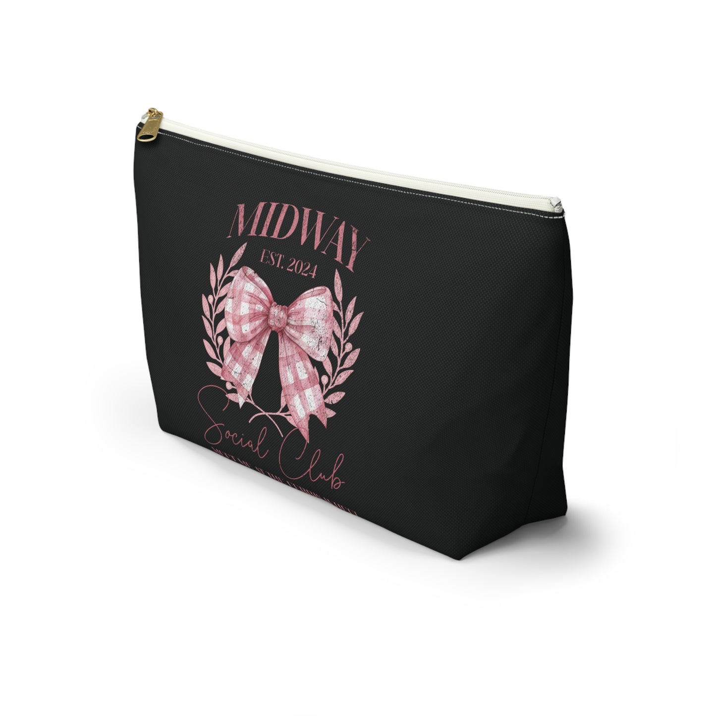 Midway Social Club | CARNI | Fair |Pink Gingham Bow Wreath Accessory Pouch | T-Bottom Cosmetic Bag