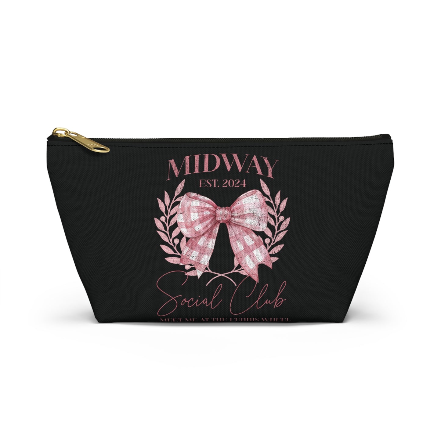 Midway Social Club | CARNI | Fair |Pink Gingham Bow Wreath Accessory Pouch | T-Bottom Cosmetic Bag