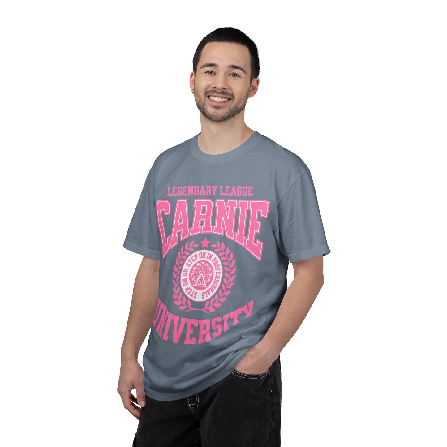 Carnie University T-Shirt — Legendary League Pink Collegiate Tee