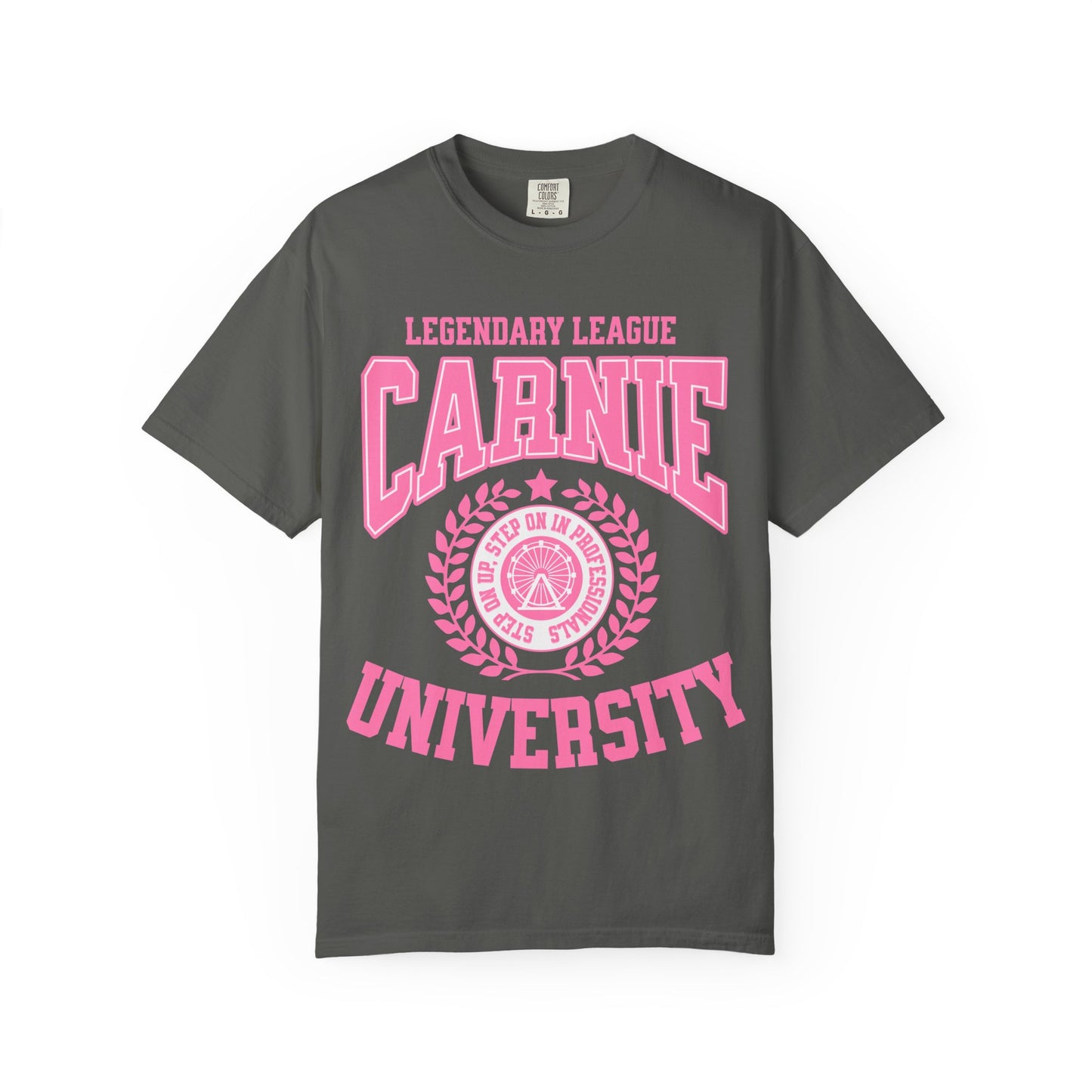 Carnie University T-Shirt — Legendary League Pink Collegiate Tee
