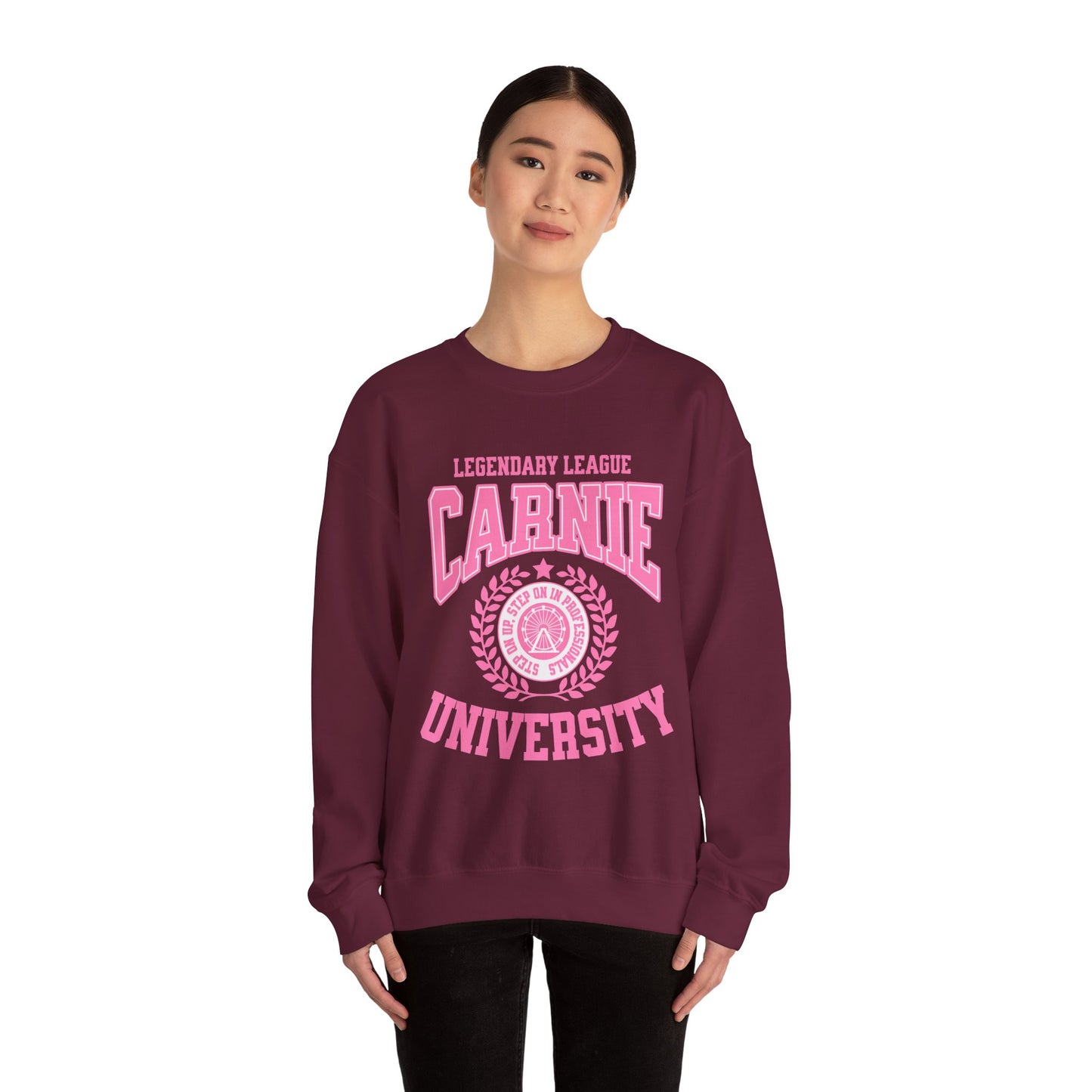 Carnie University Sweatshirt – Legendary League Pink College Crewneck