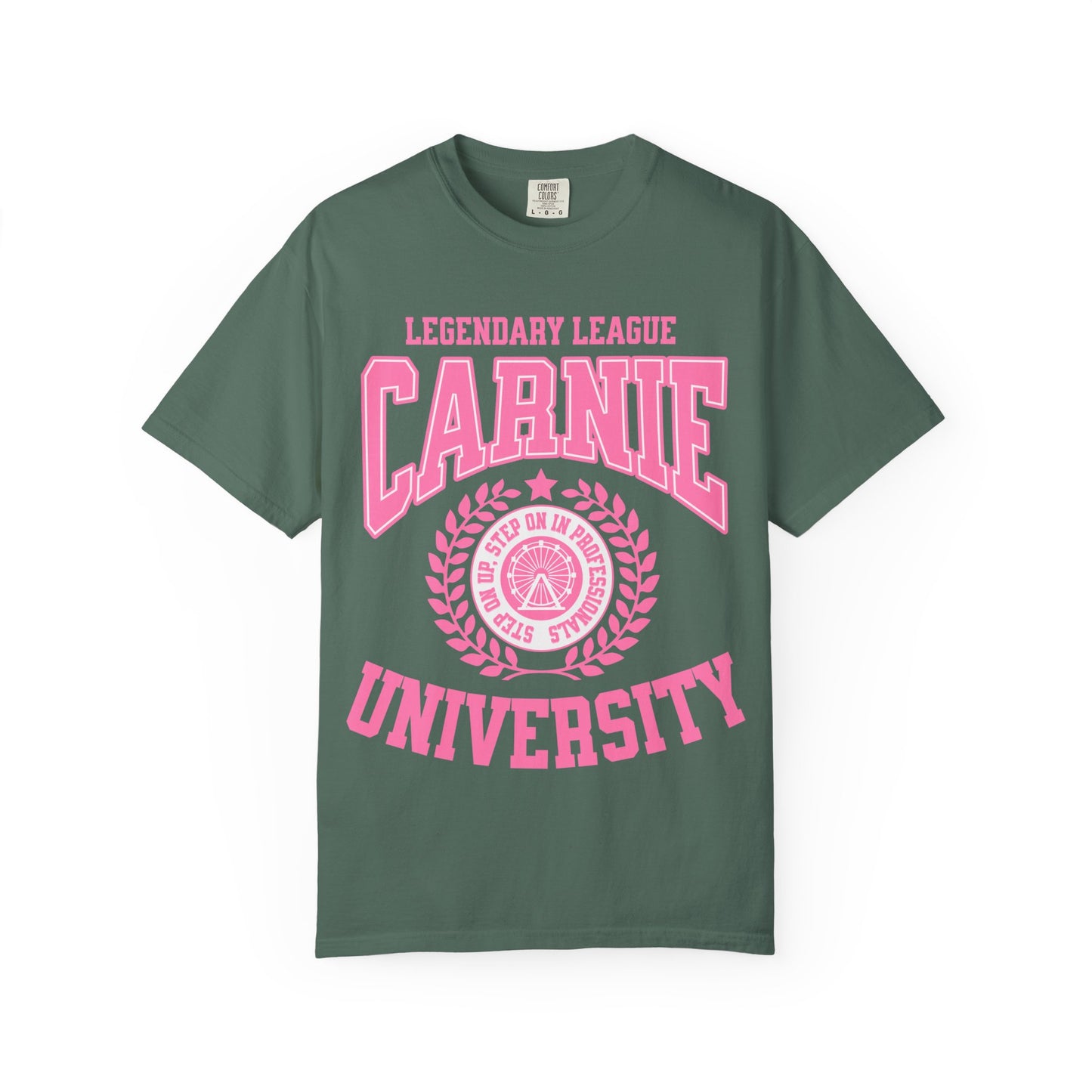 Carnie University T-Shirt — Legendary League Pink Collegiate Tee
