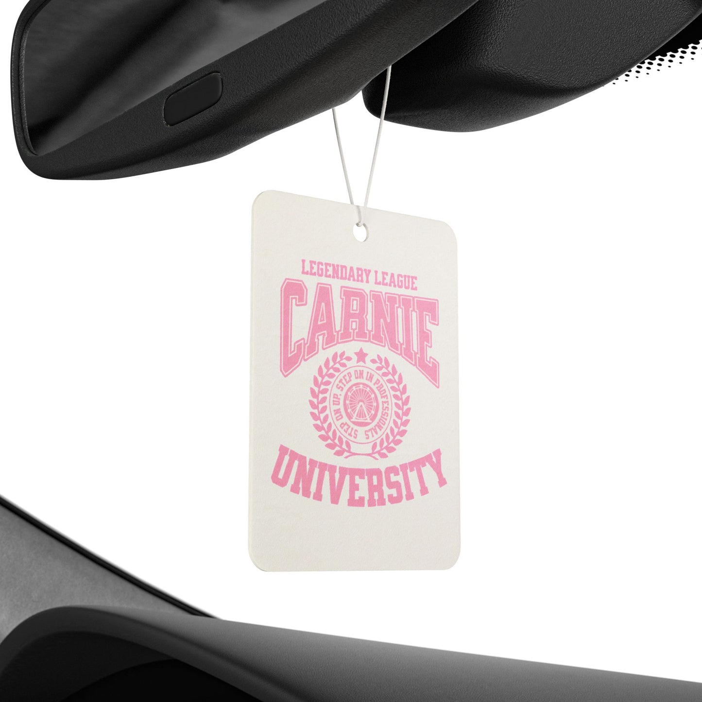 Carnie University Car Air Freshener — Pink Collegiate Scented Hanging Tag