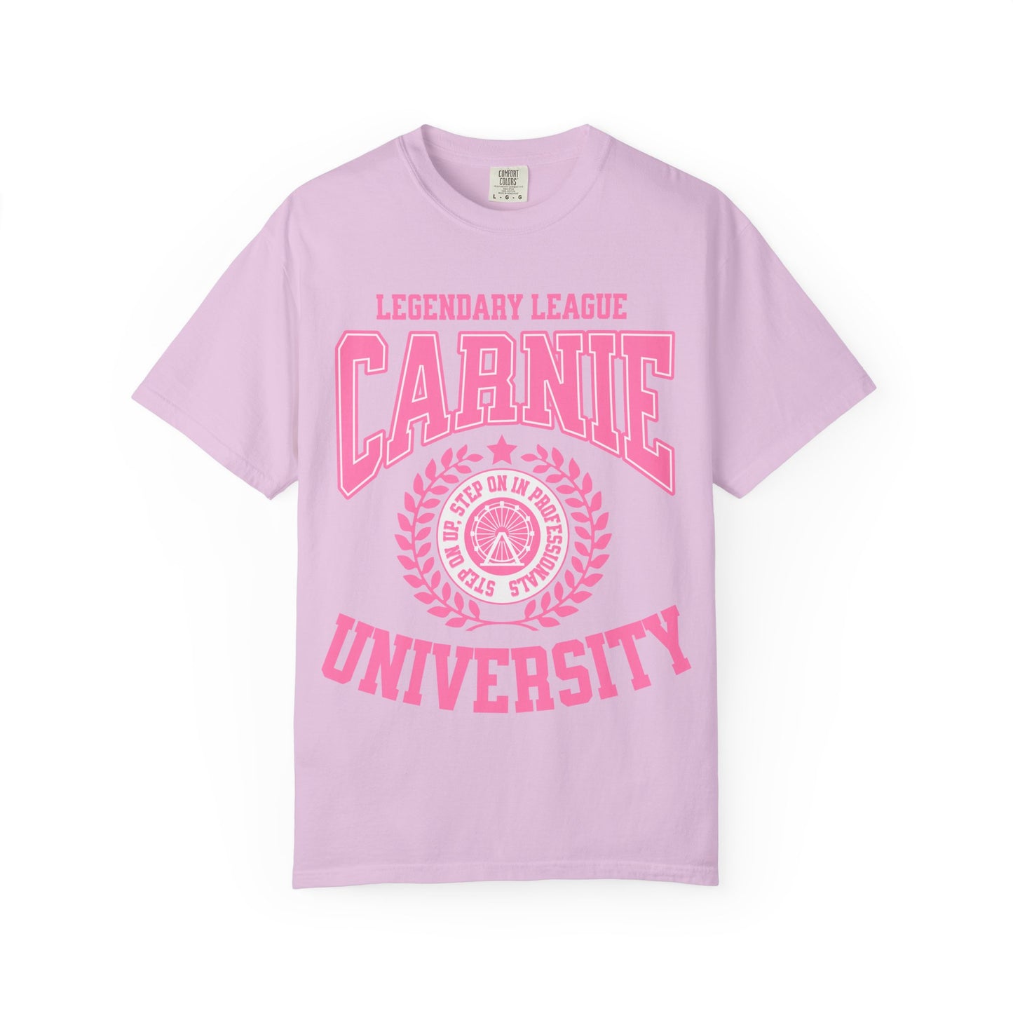 Carnie University T-Shirt — Legendary League Pink Collegiate Tee