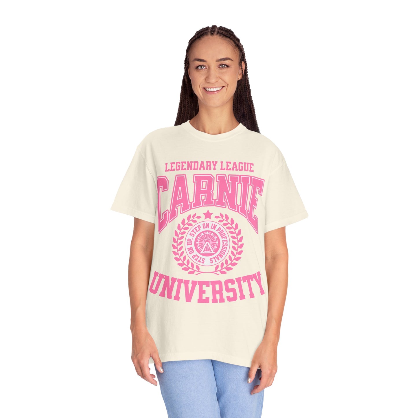 Carnie University T-Shirt — Legendary League Pink Collegiate Tee