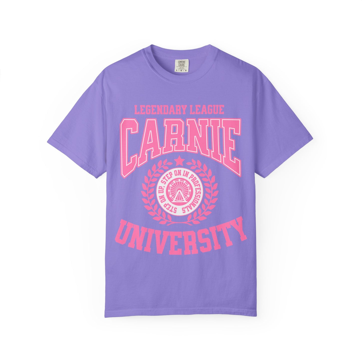 Carnie University T-Shirt — Legendary League Pink Collegiate Tee
