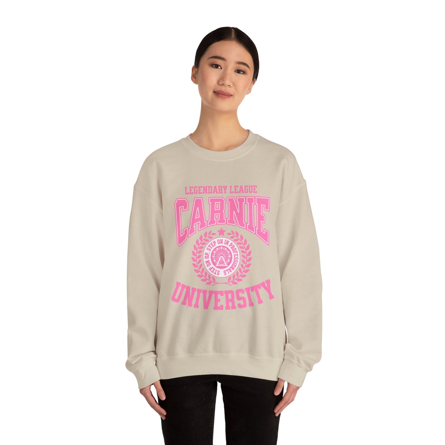 Carnie University Sweatshirt – Legendary League Pink College Crewneck