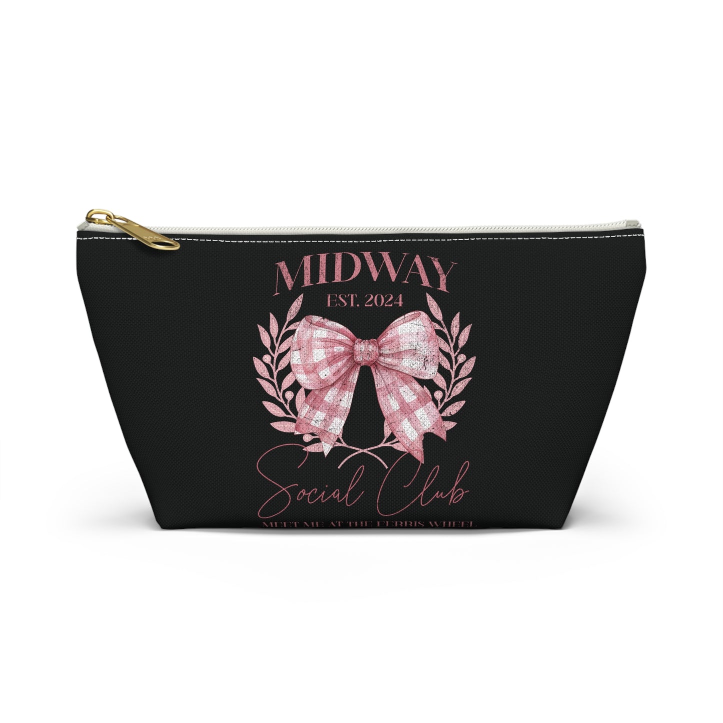 Midway Social Club | CARNI | Fair |Pink Gingham Bow Wreath Accessory Pouch | T-Bottom Cosmetic Bag