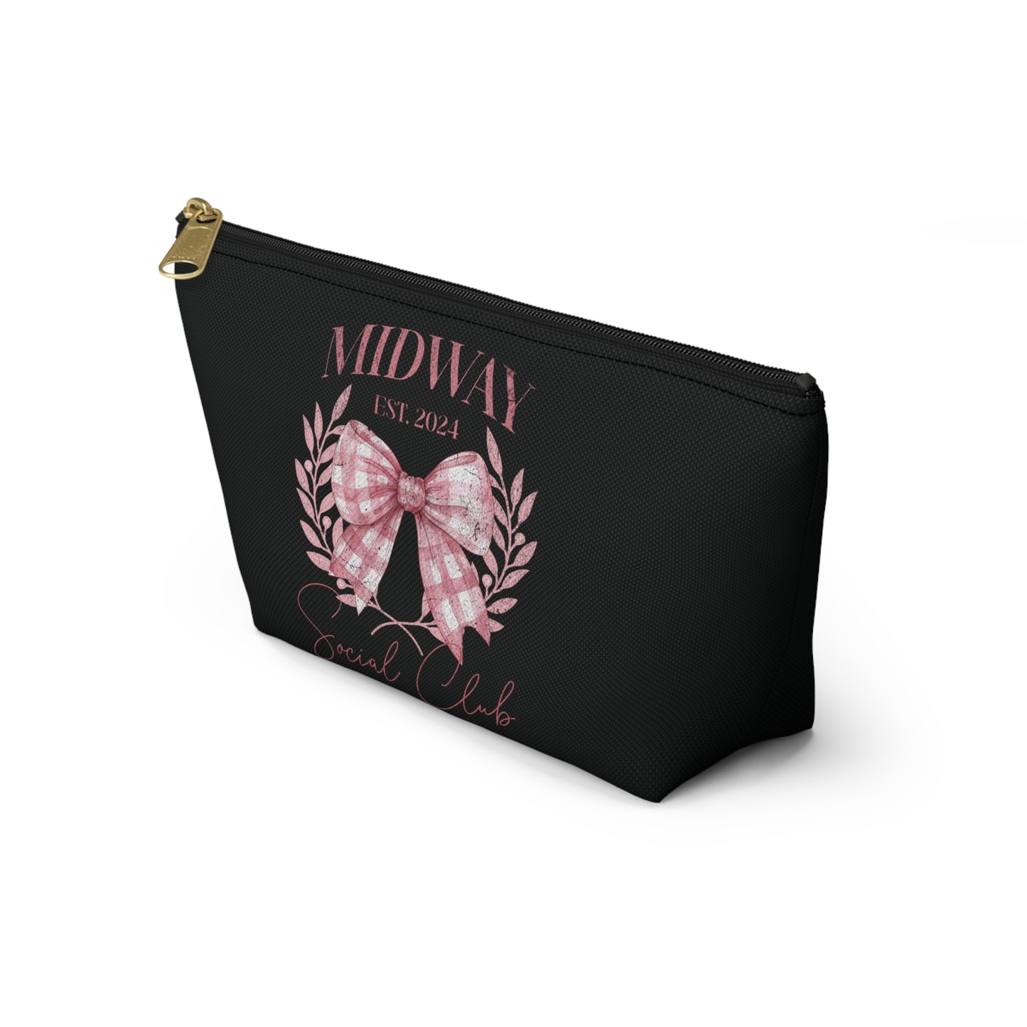 Midway Social Club | CARNI | Fair |Pink Gingham Bow Wreath Accessory Pouch | T-Bottom Cosmetic Bag