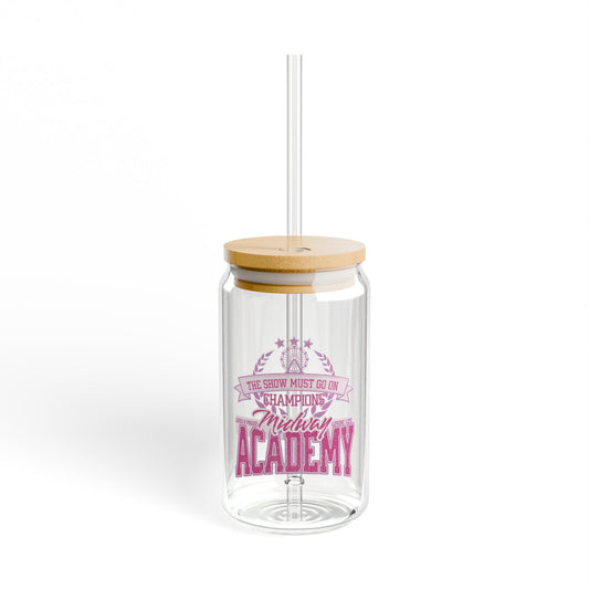 'Midway Academy' 16oz Clear Glass Tumbler with Bamboo Lid & Straw